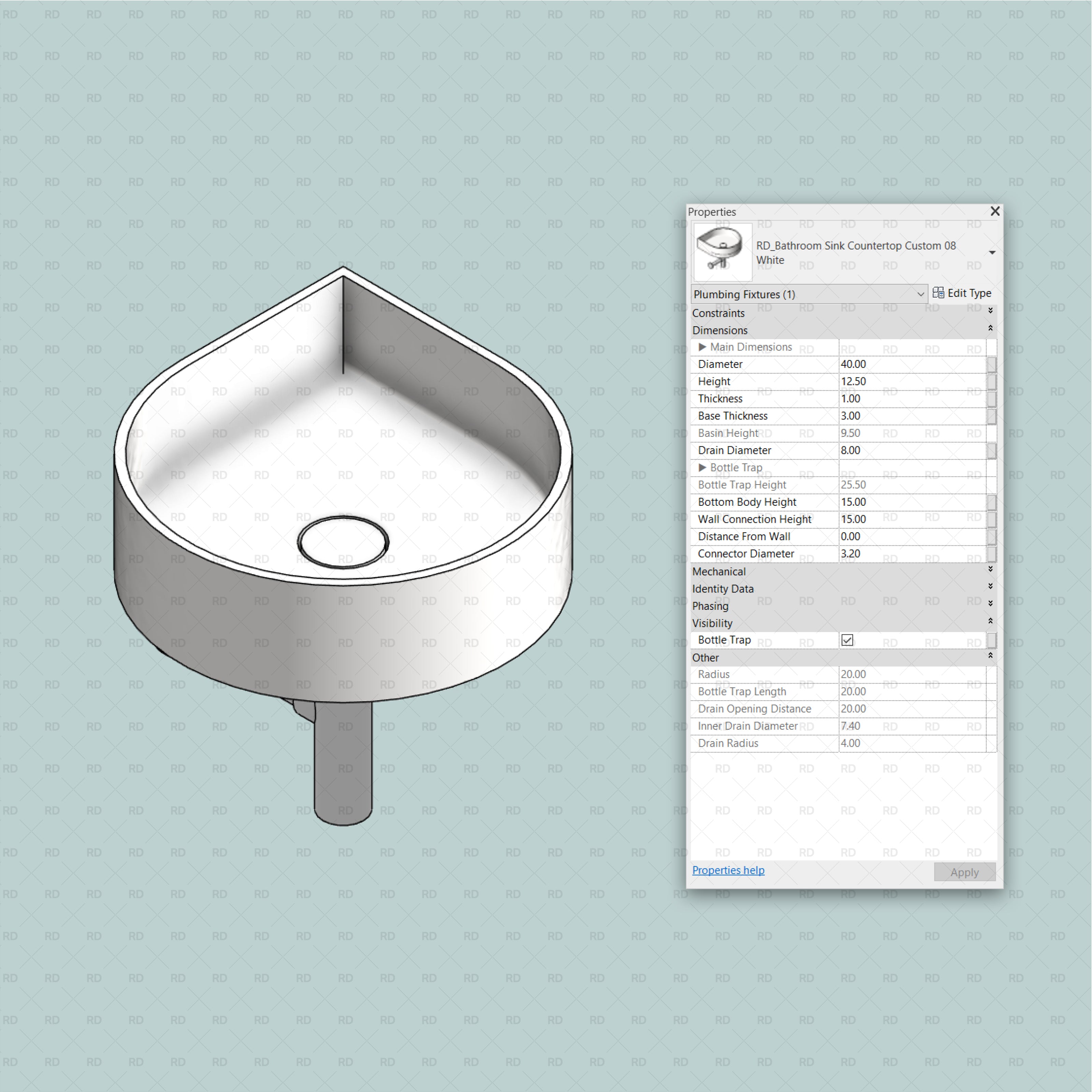 Revit Bathroom Sinks - Countertop (47 Sinks) - RD Studio