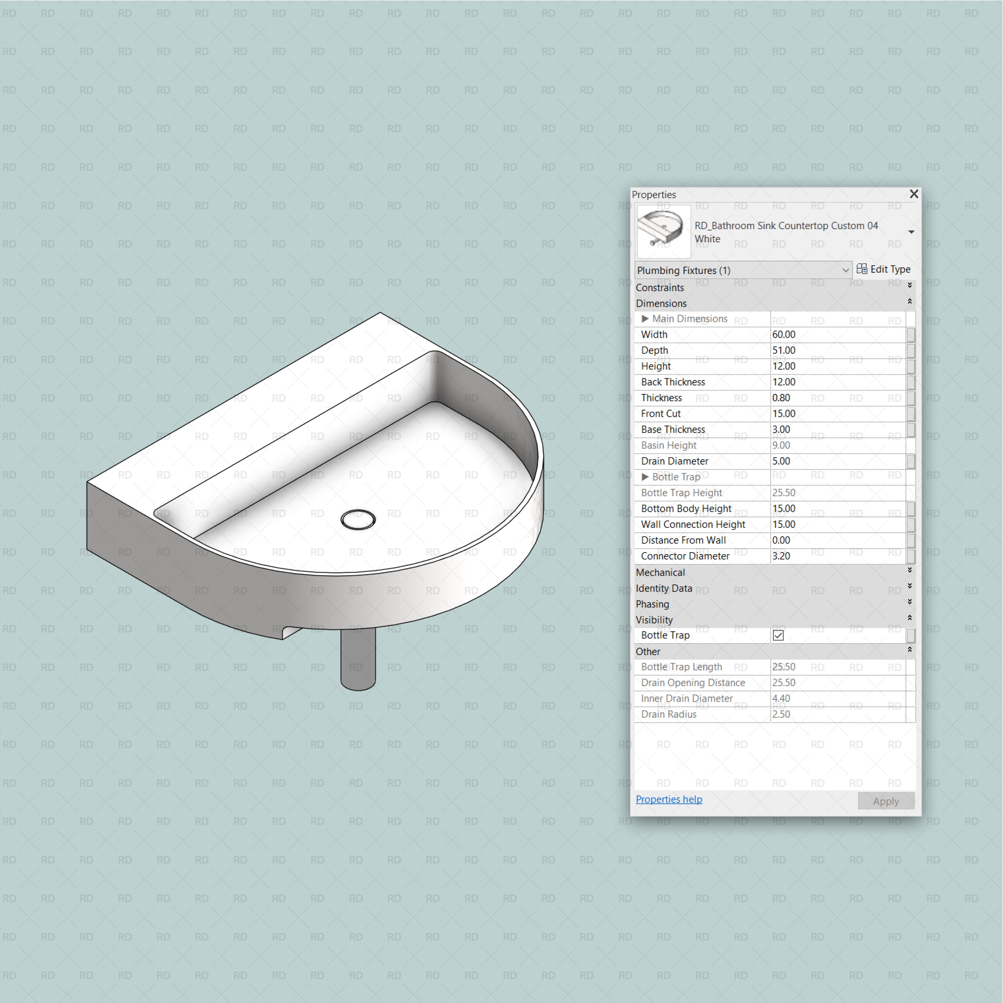 Revit Bathroom Sinks - Countertop (47 Sinks) - RD Studio