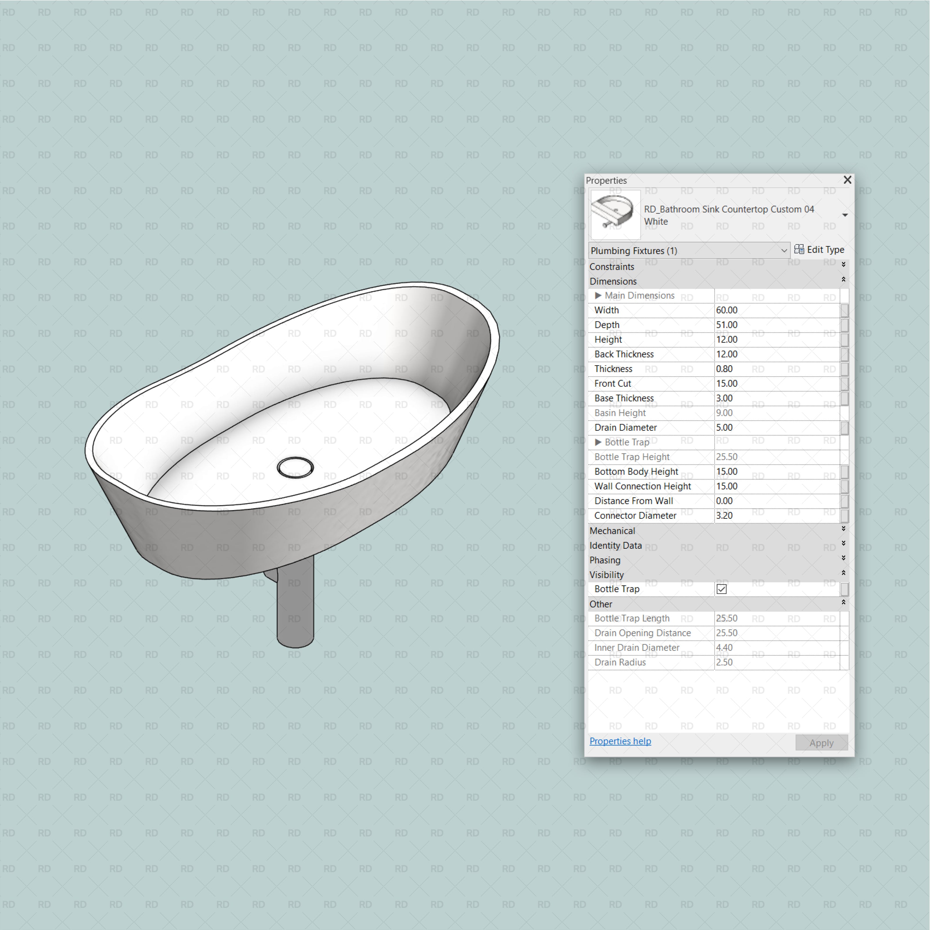 Revit Bathroom Sinks - Countertop (47 Sinks) - RD Studio