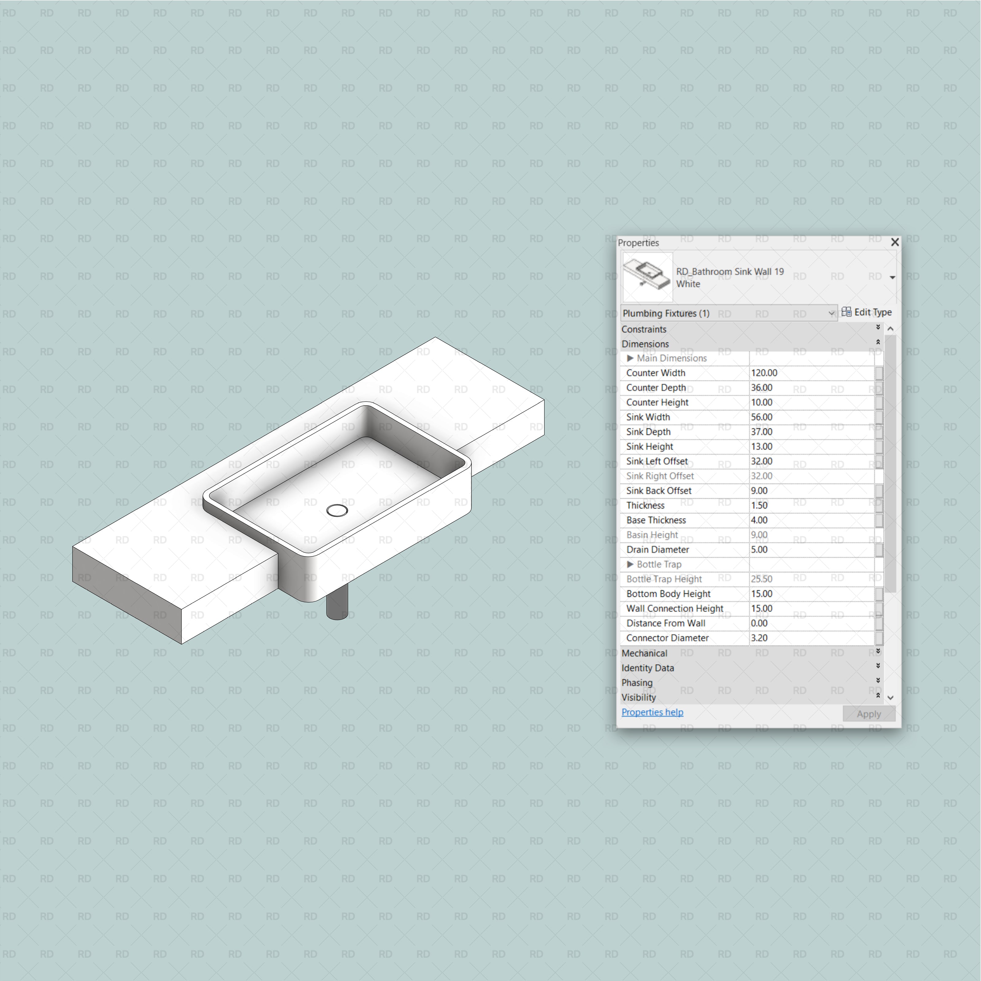 revit semi recessed bathroom sink