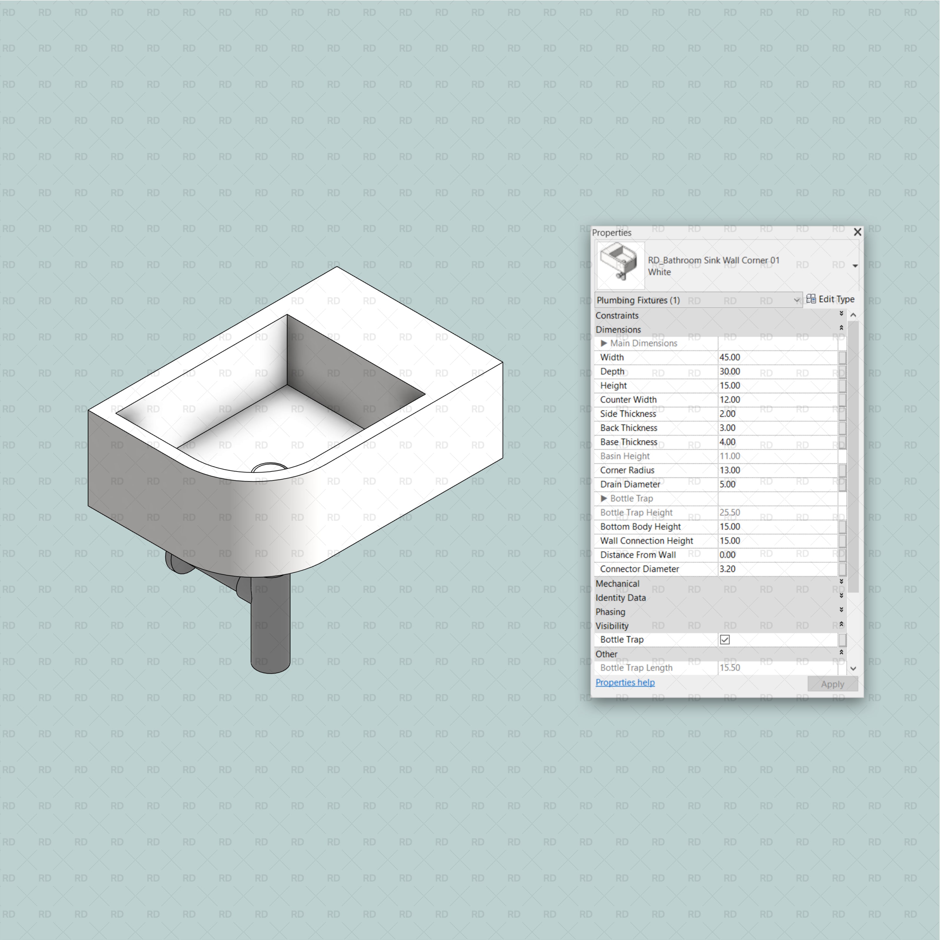 revit corner bathroom sink