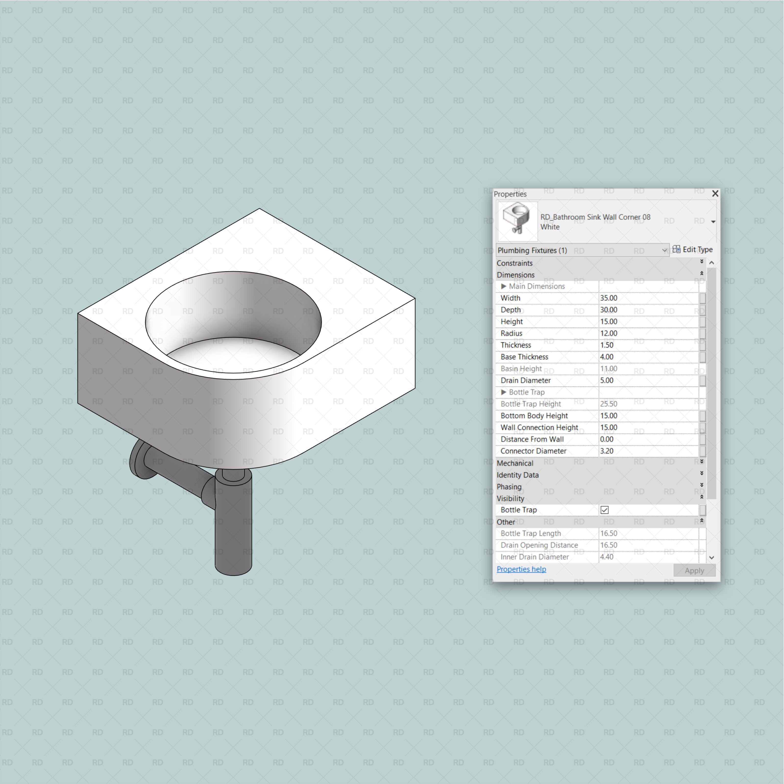 revit corner bathroom sink family