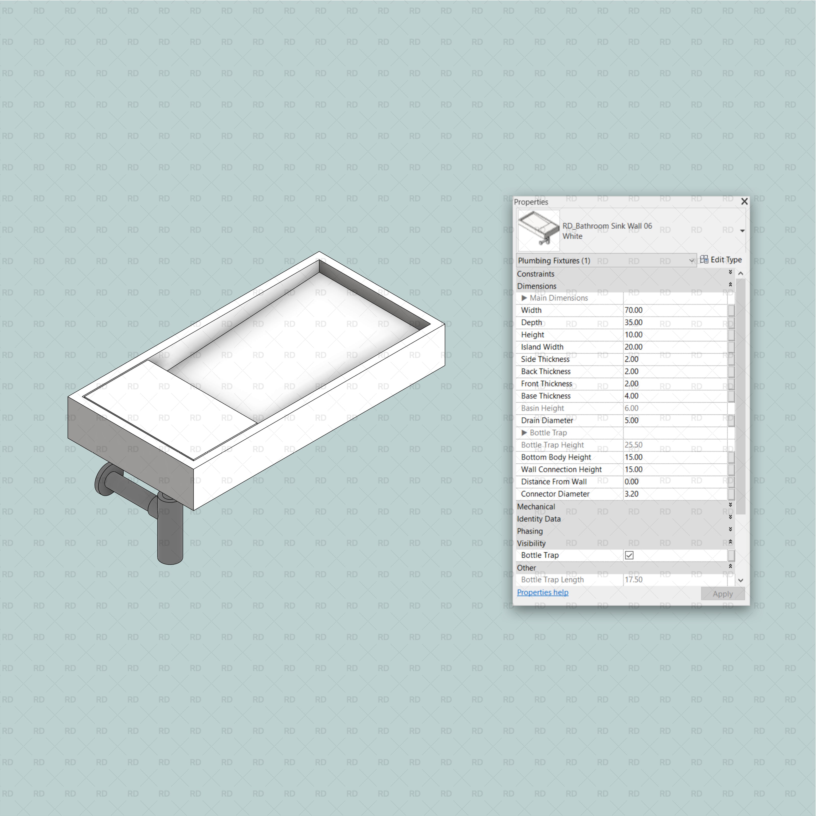 revit drain bathroom sink