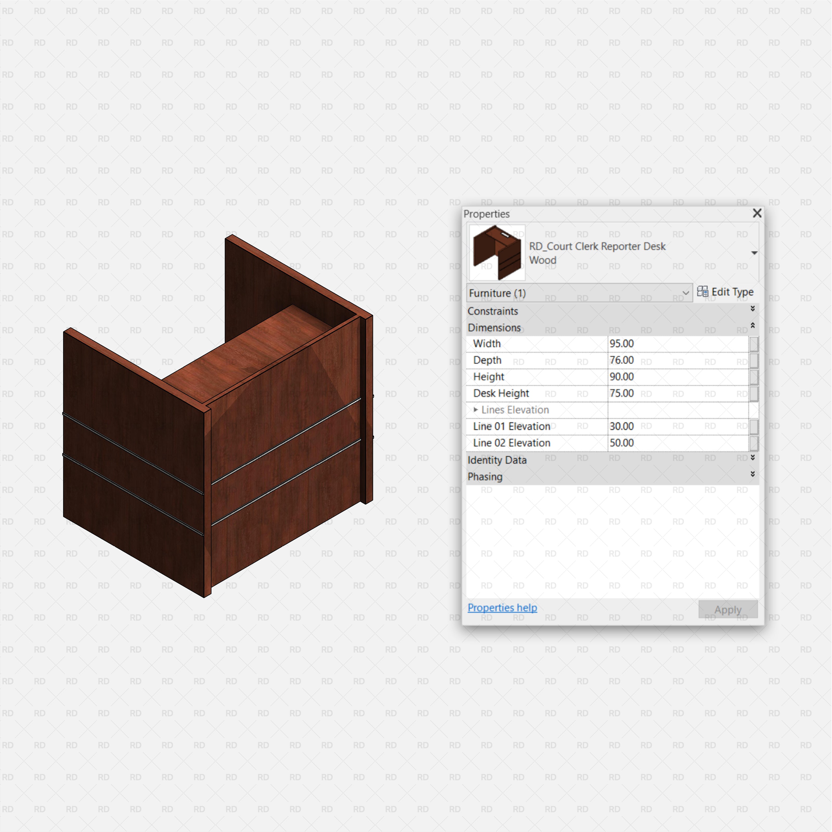 revit courtroom clerk reporter desk