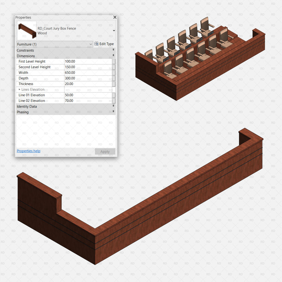 Judge Revit Model Download Revit Courtroom Furniture Families | RD Studio
