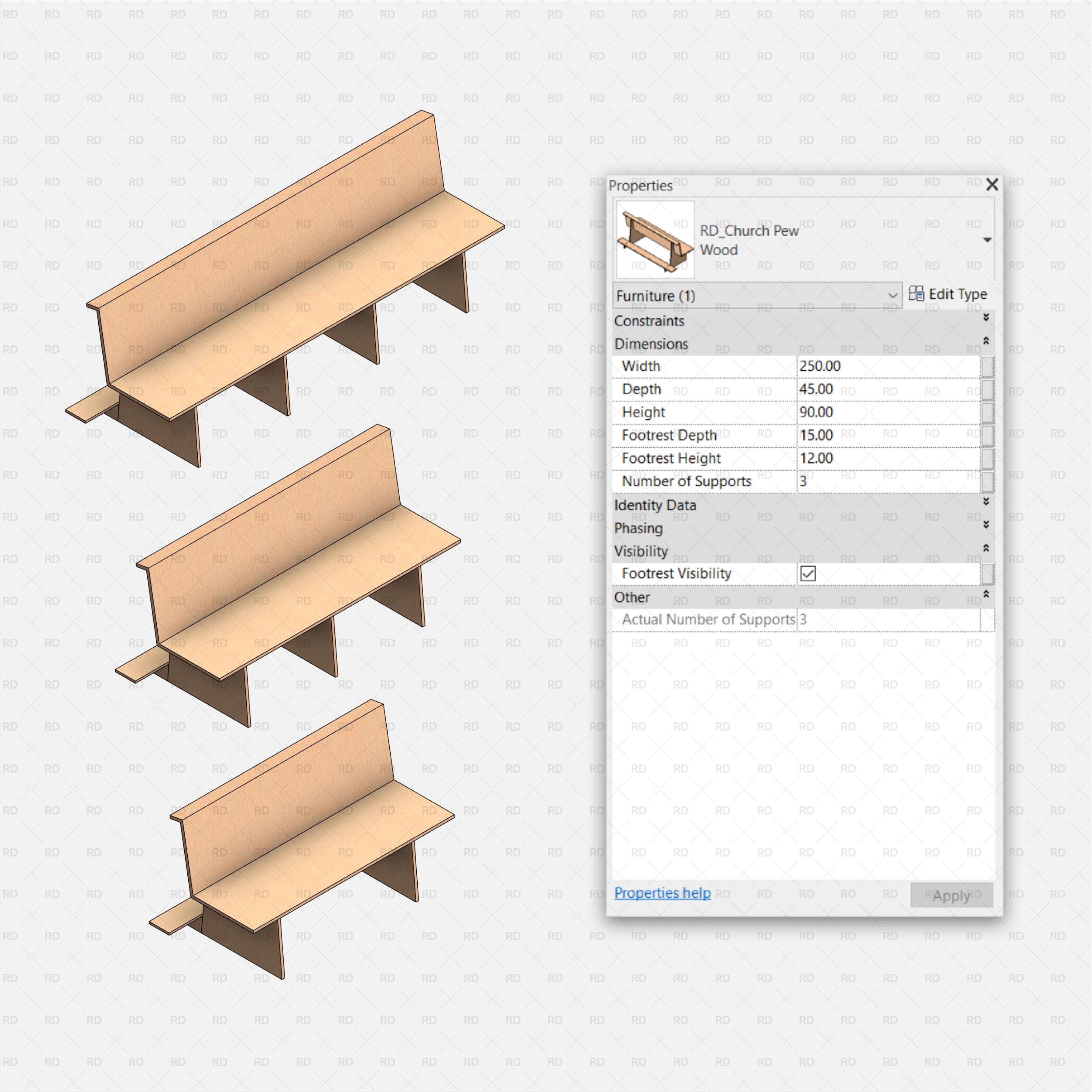 revit church pew 