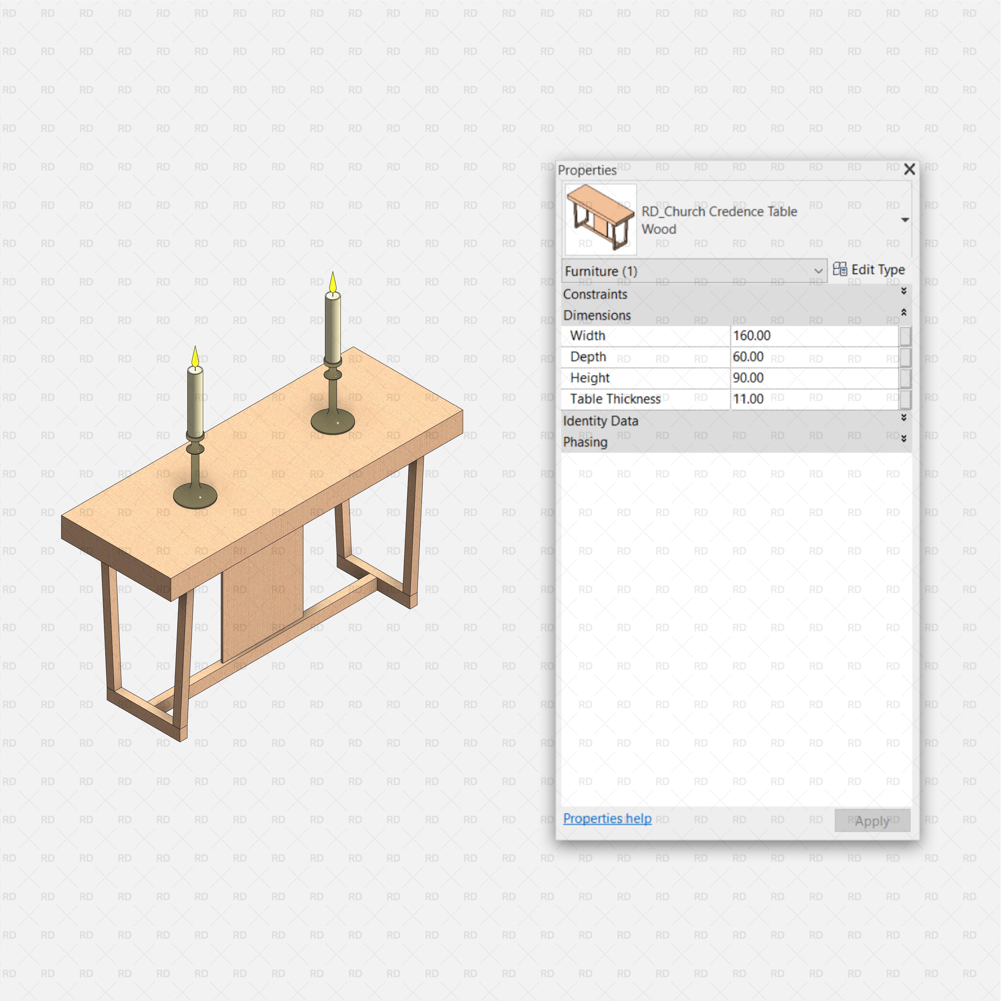 revit church credence table