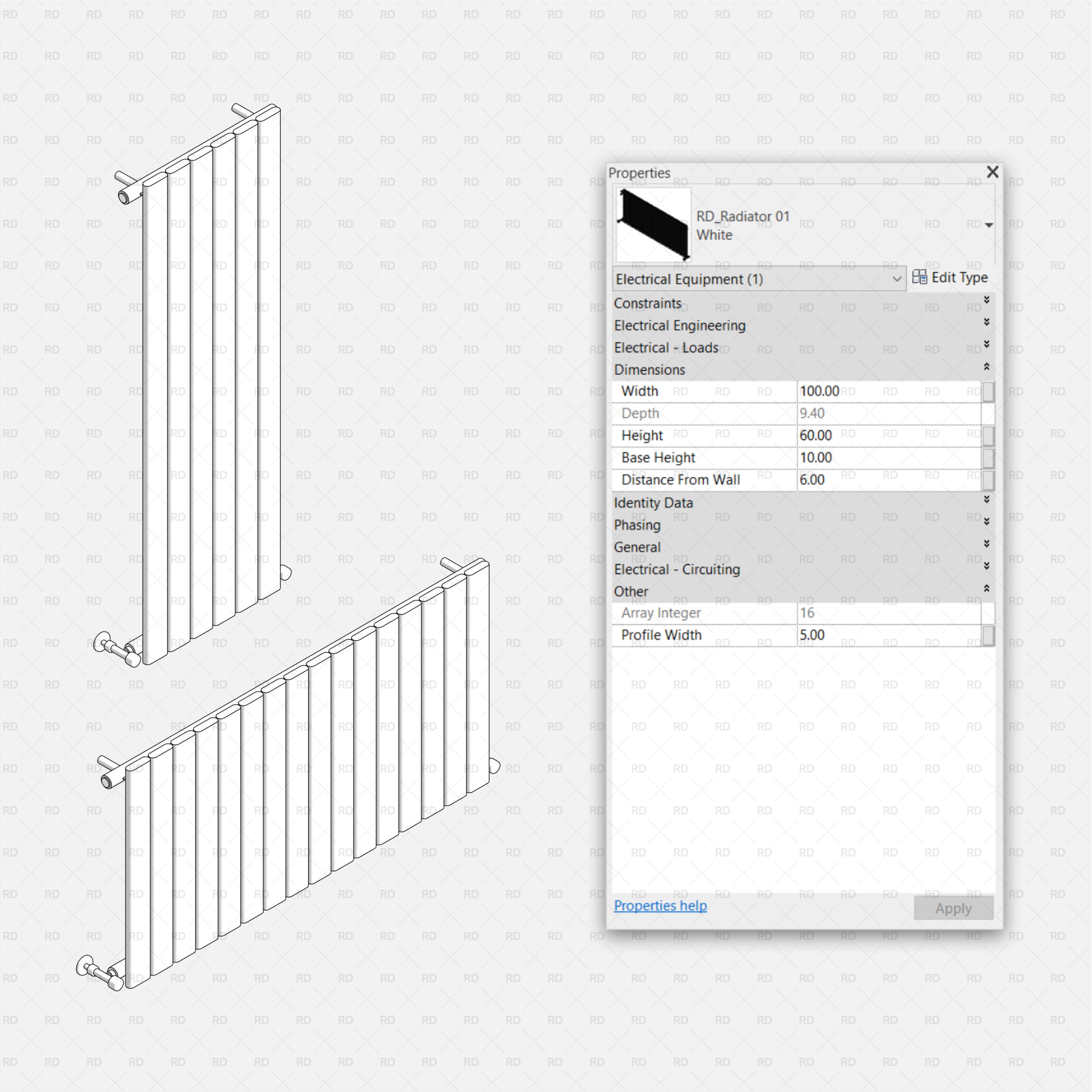 revit wall radiator