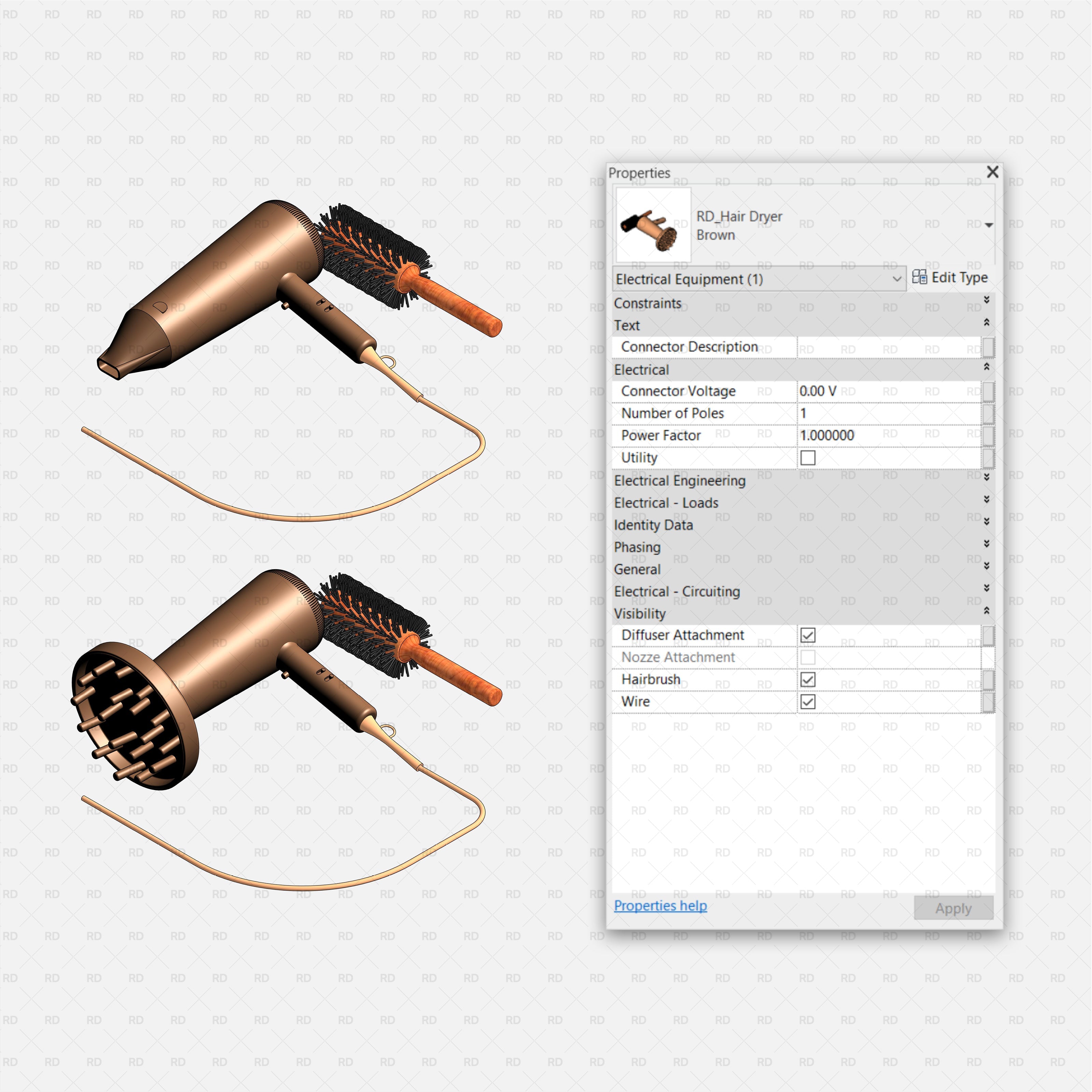 revit hair dryer family