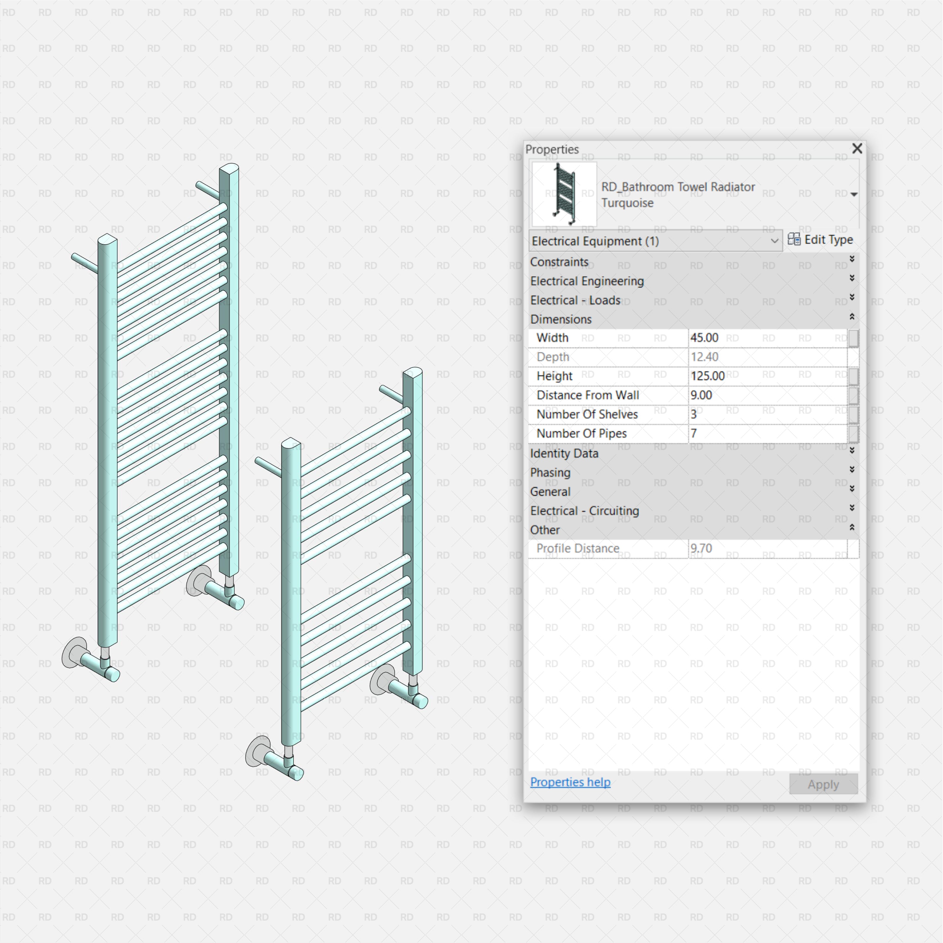 revit bathroom towel radiator