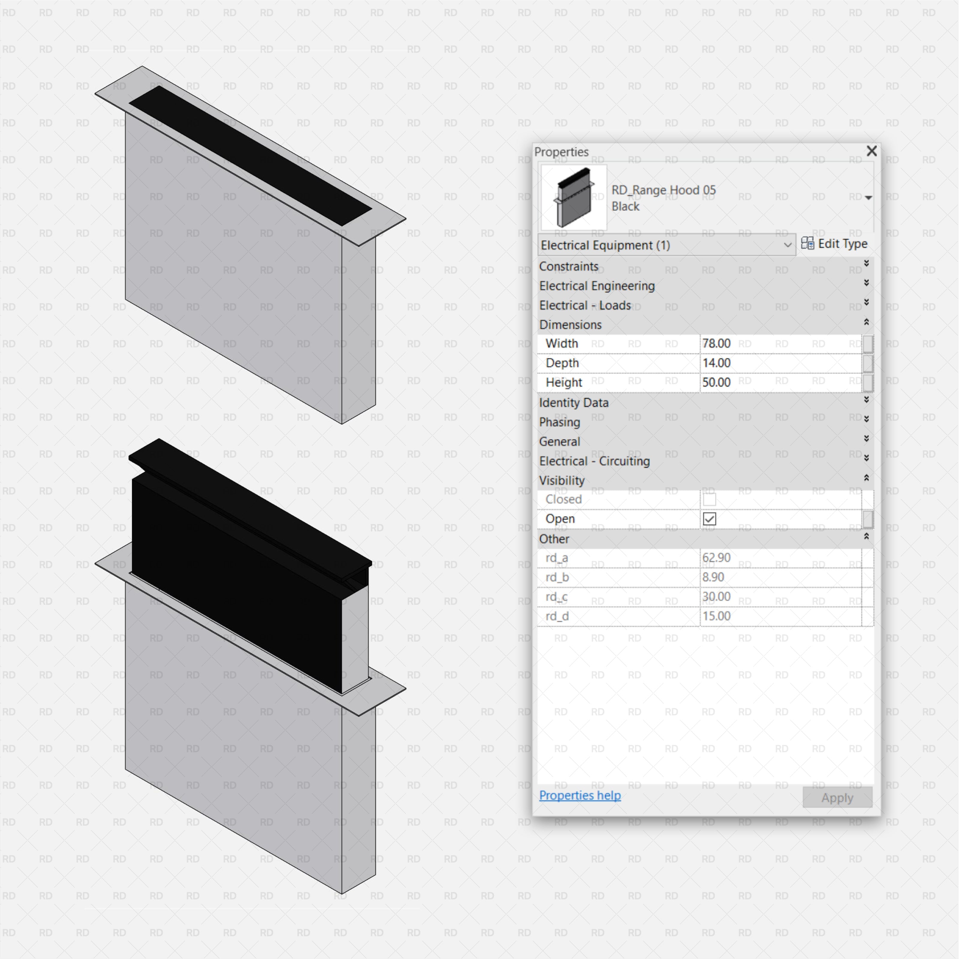 revit range counter top