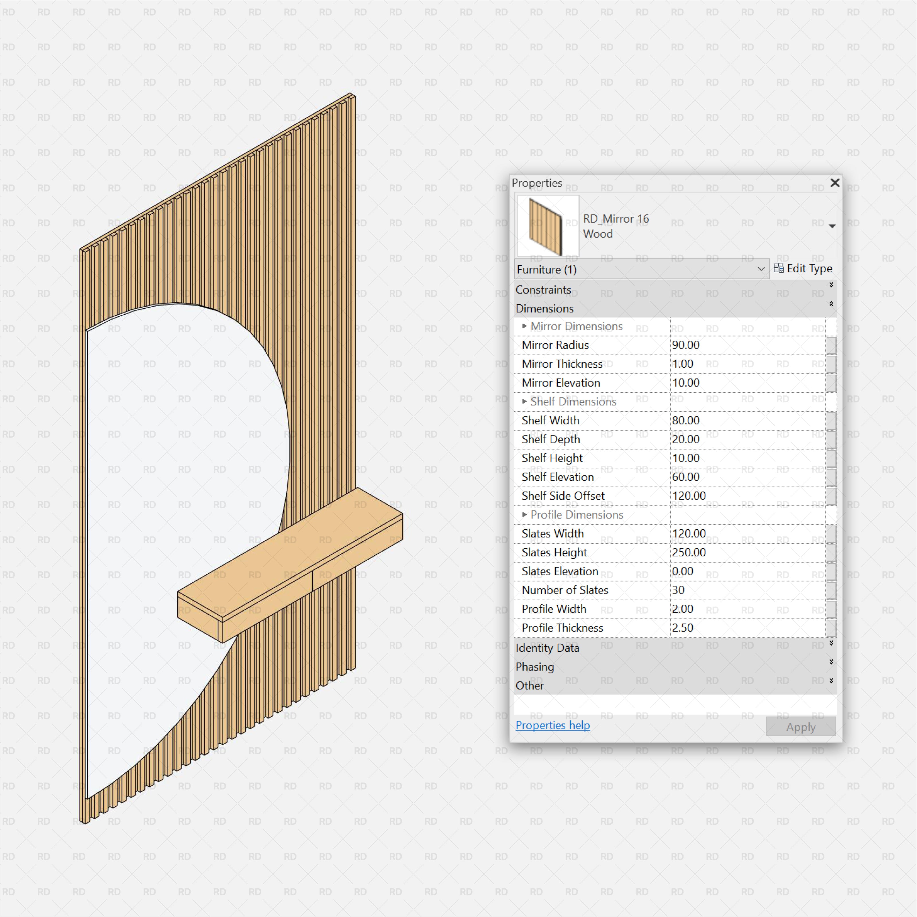 download revit mirror wood wall 