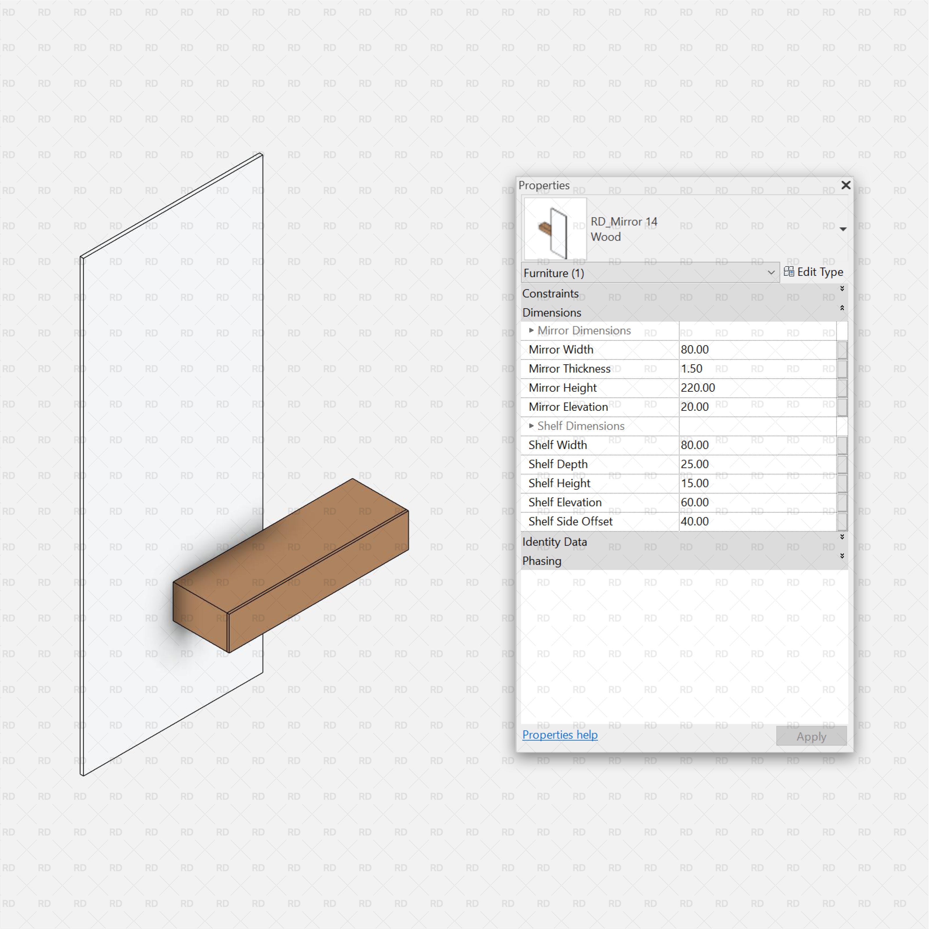 download revit wall mirror with drawers