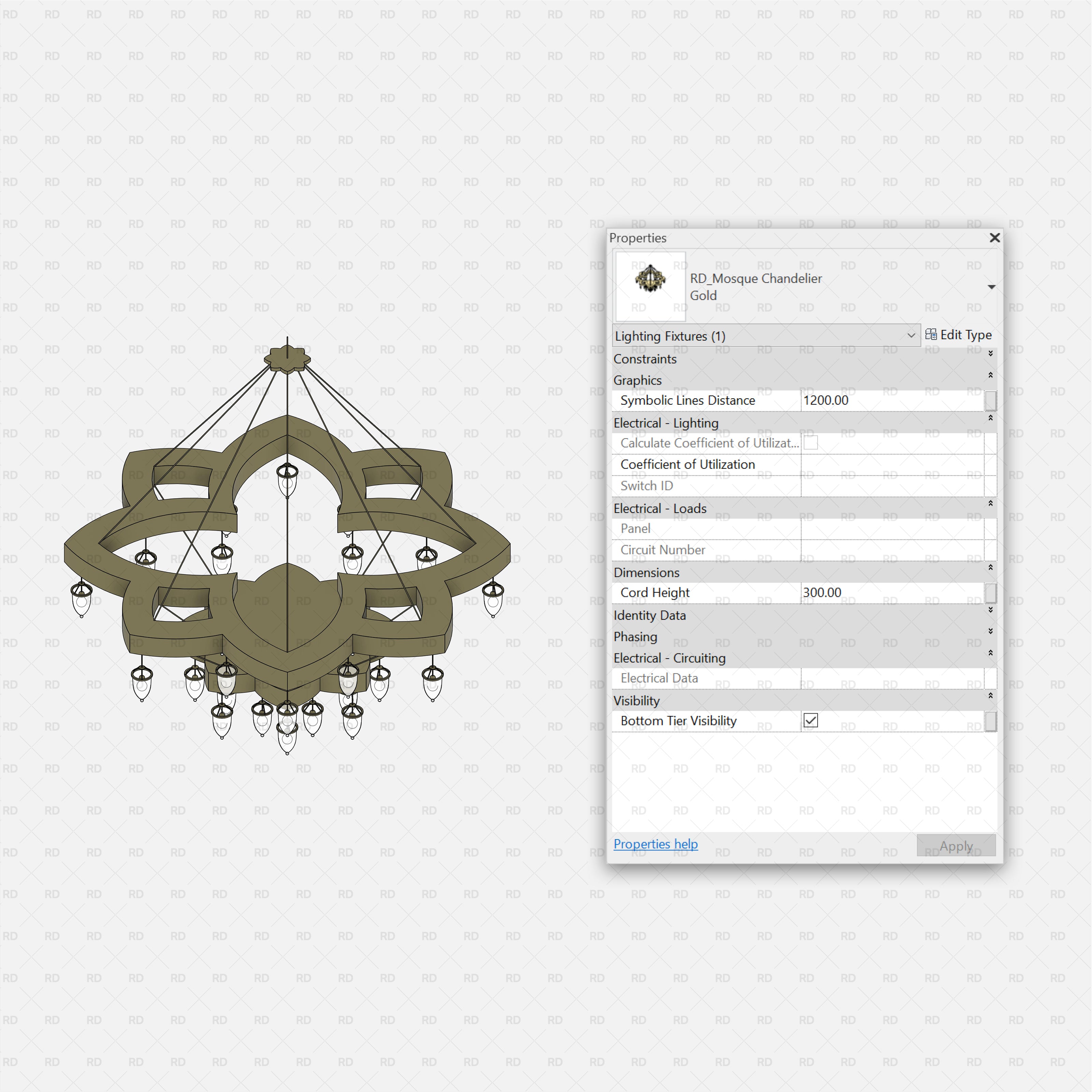 revit mosque chandelier