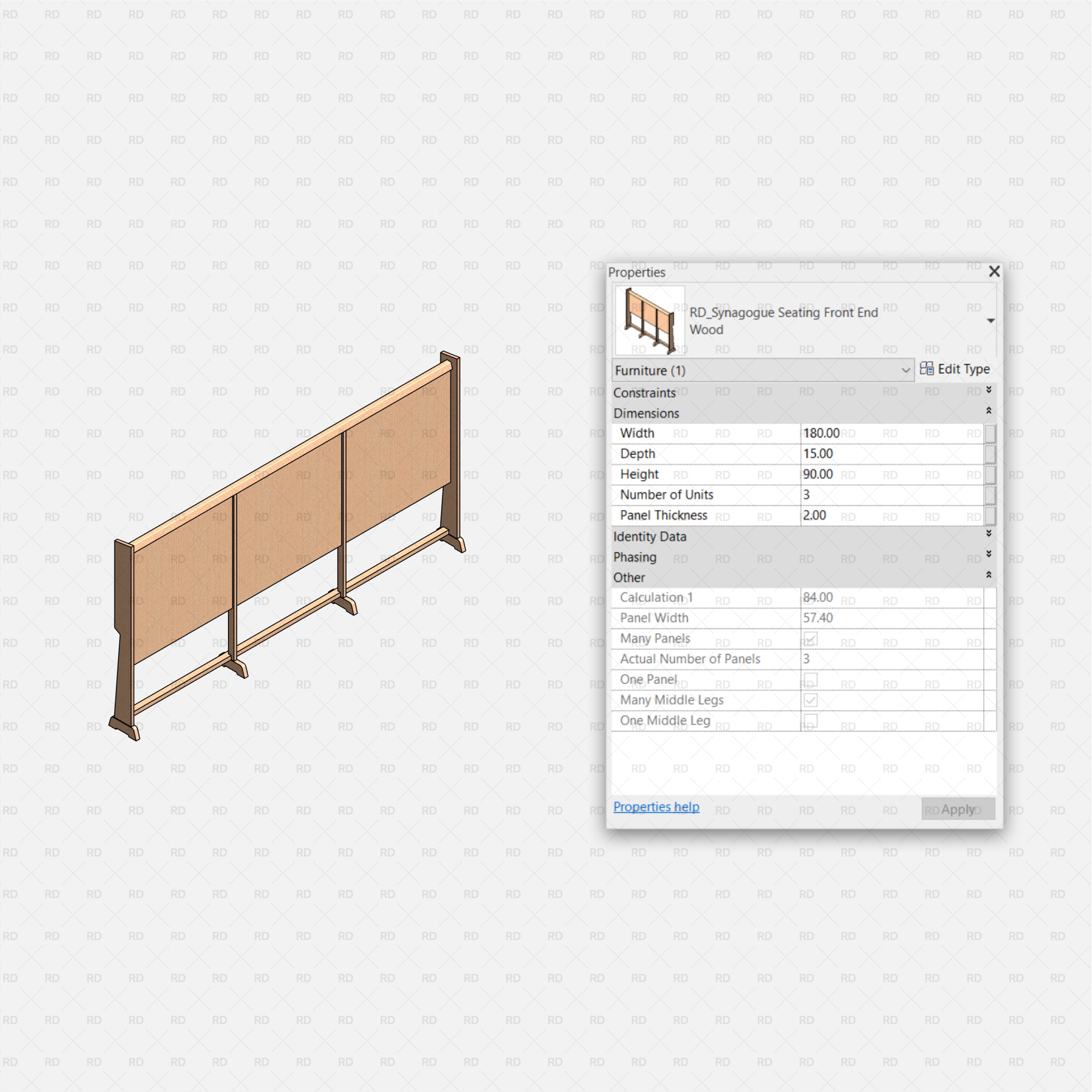 revit synagogue seating front