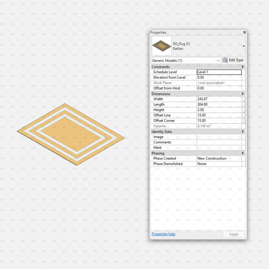 Revit Rugs Families | 20 Objects | RD Studio