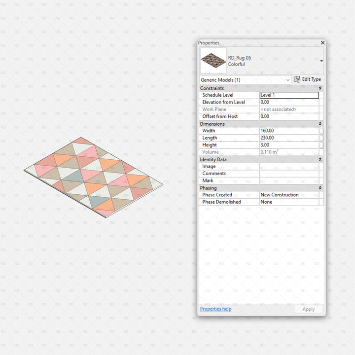 Download Free Revit Rug Family - Rug 01 | RD Studio