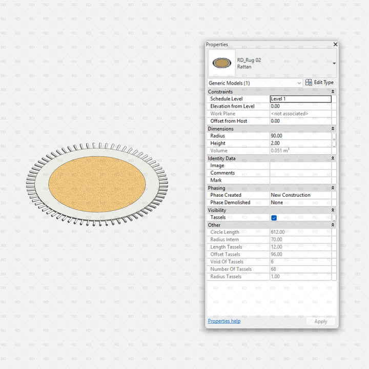 Revit Rugs Families | 20 Objects | RD Studio