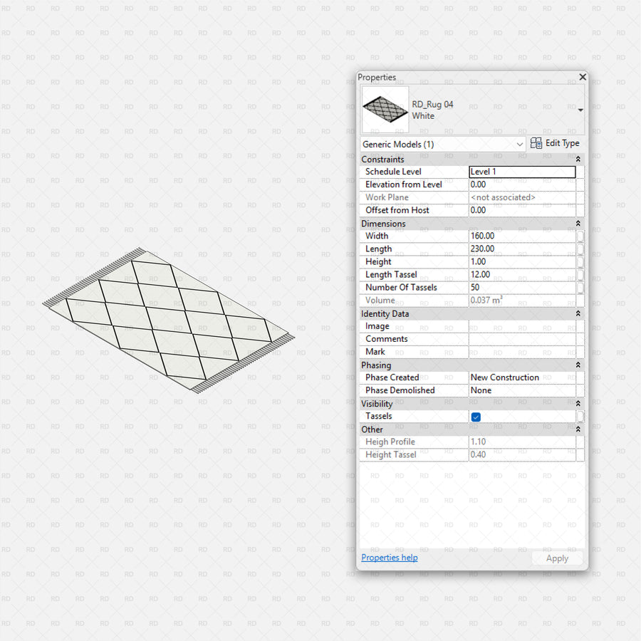 Download Free Revit Rug Family - Rug 01 | RD Studio