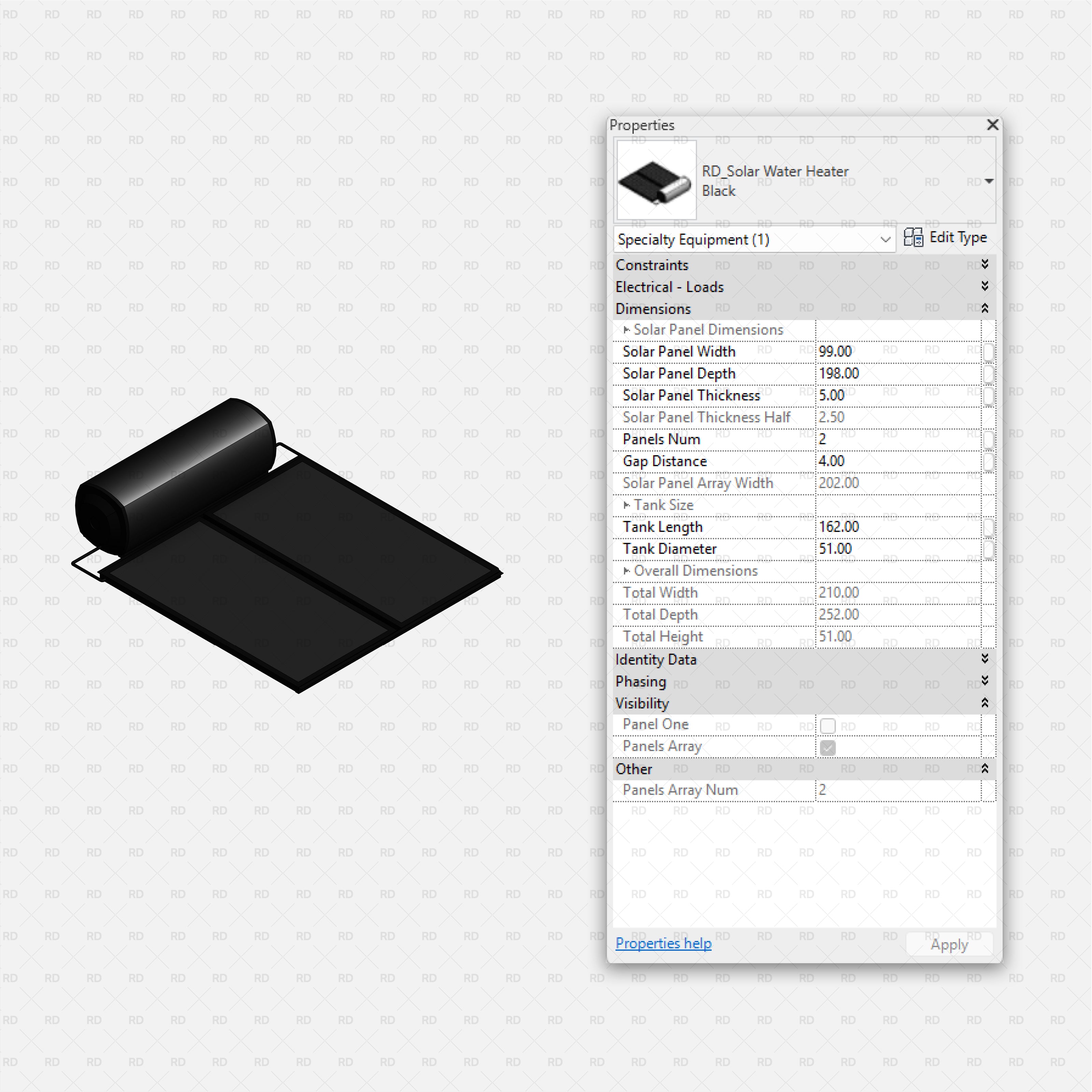download revit solar panel family water heater