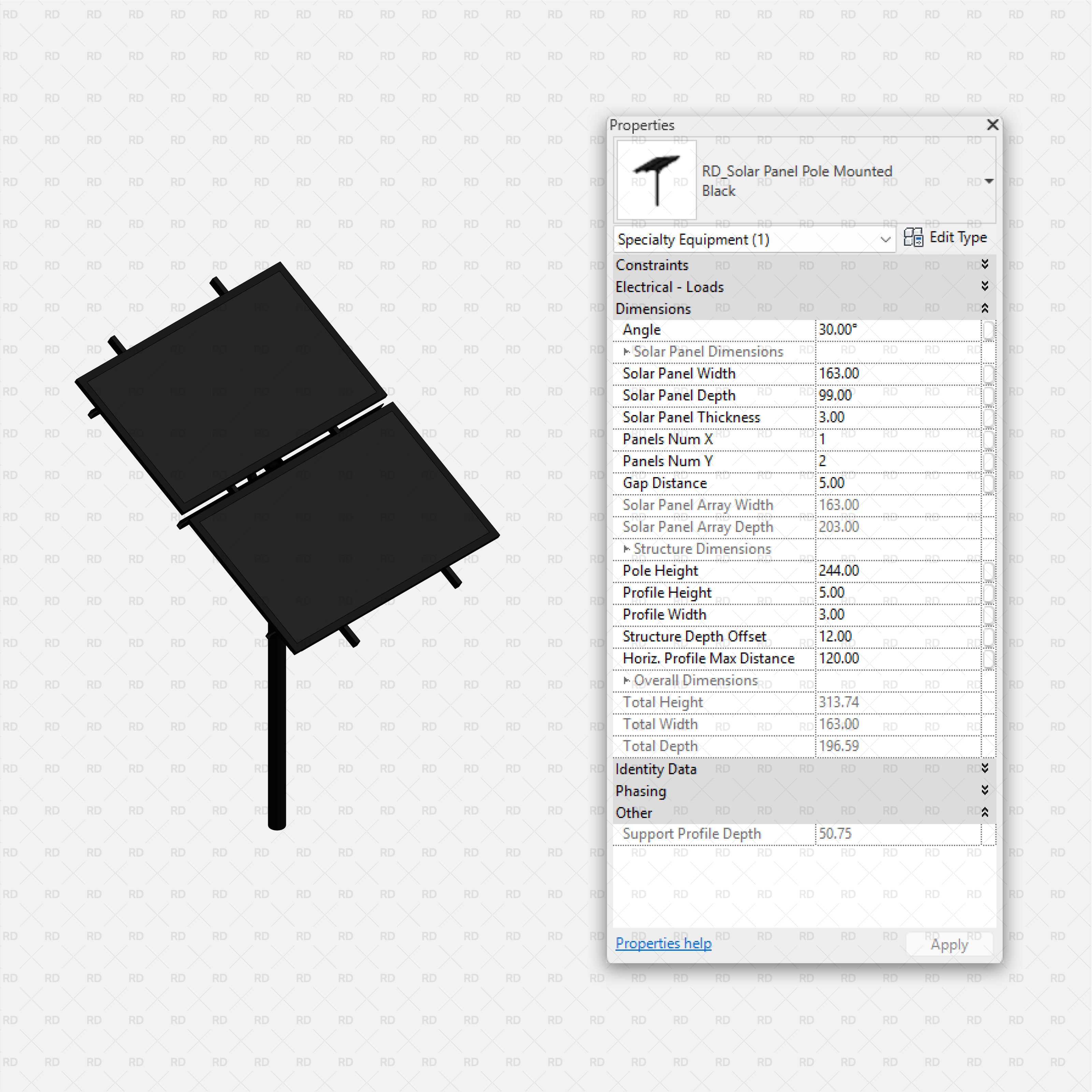 download revit solar panel family pole mounted