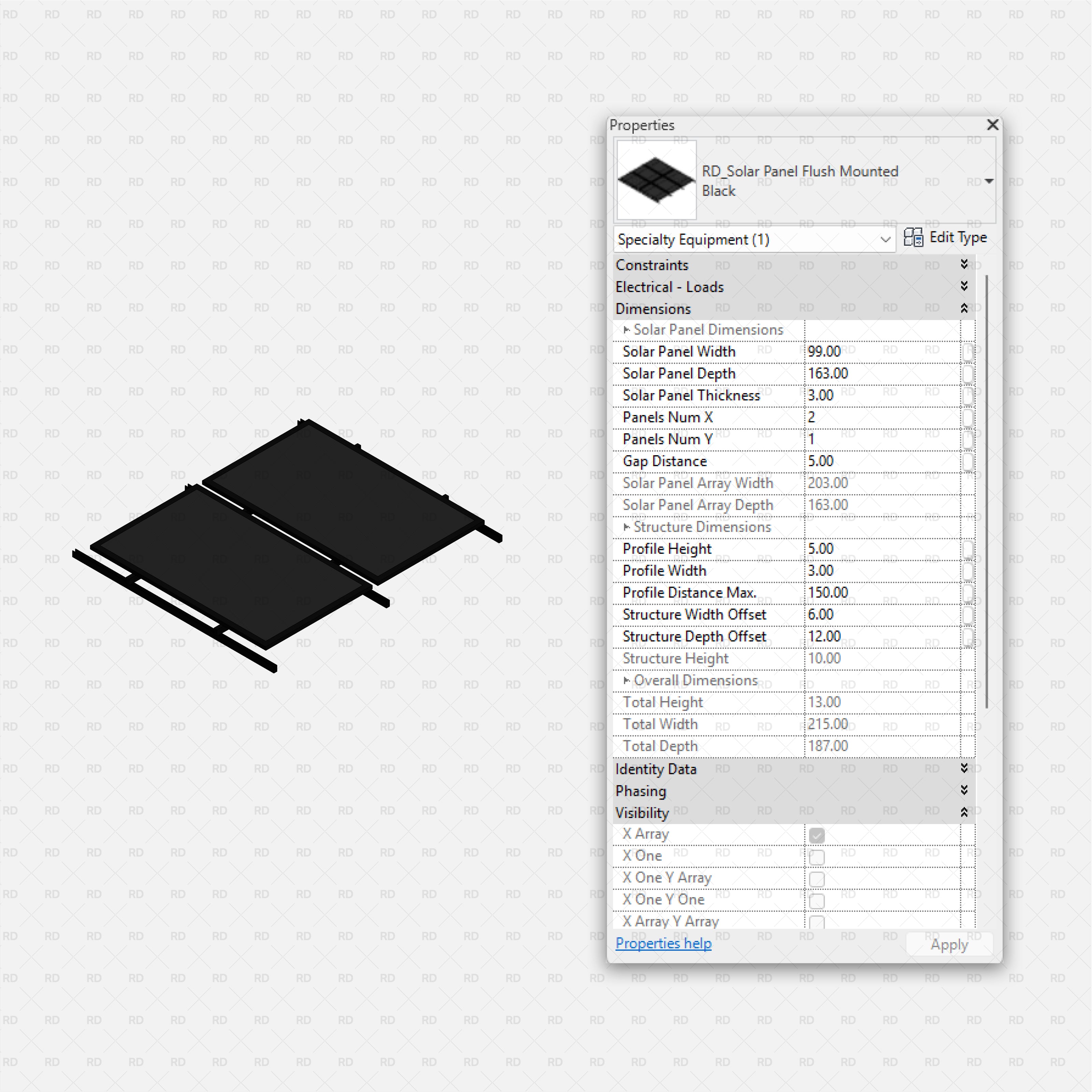 download revit solar panel family flush mounted