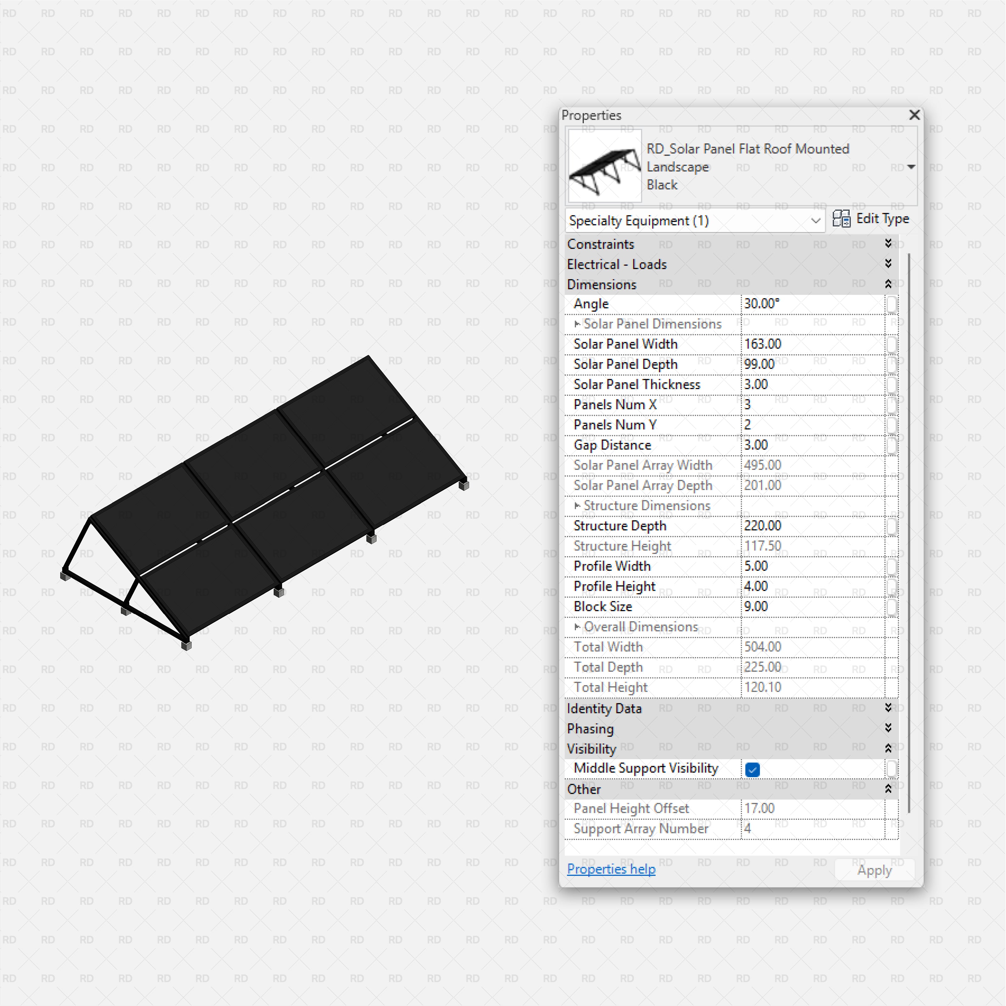 download revit solar panel family flat roof mounted