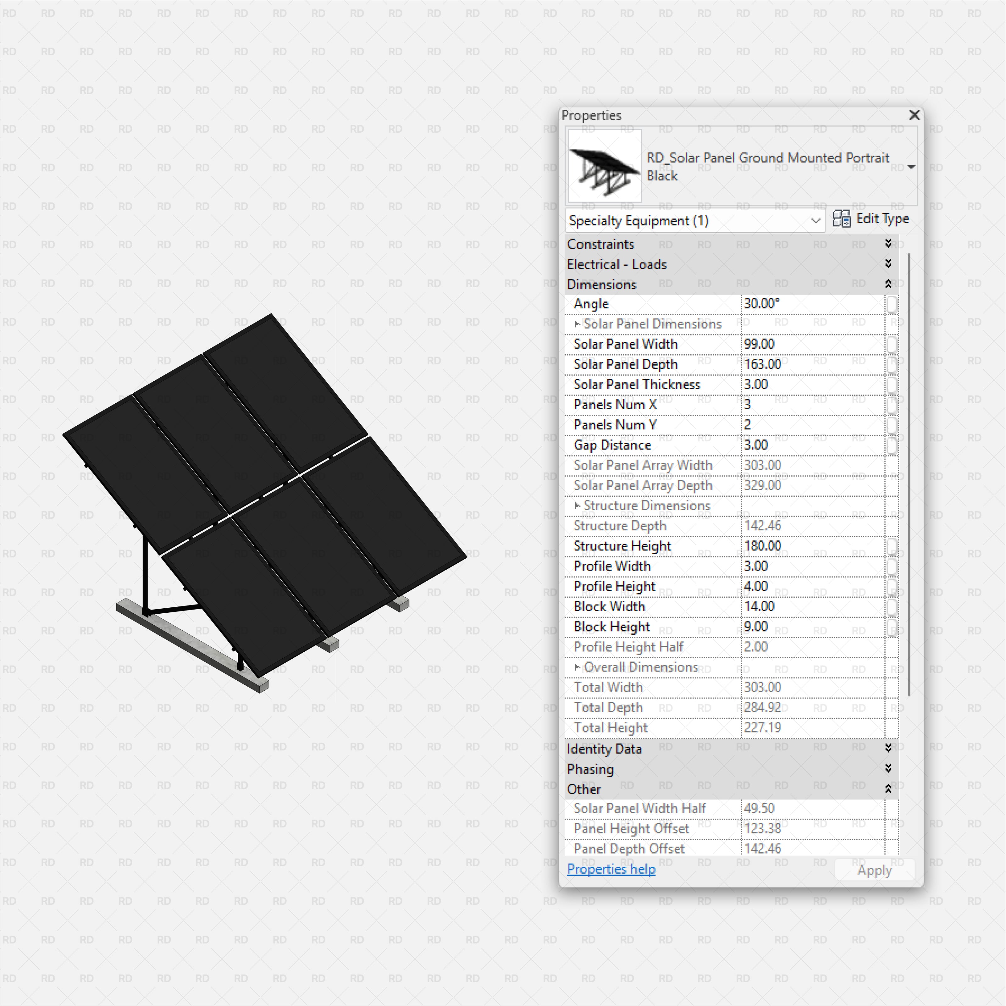 download revit solar panel family ground mounted portrait