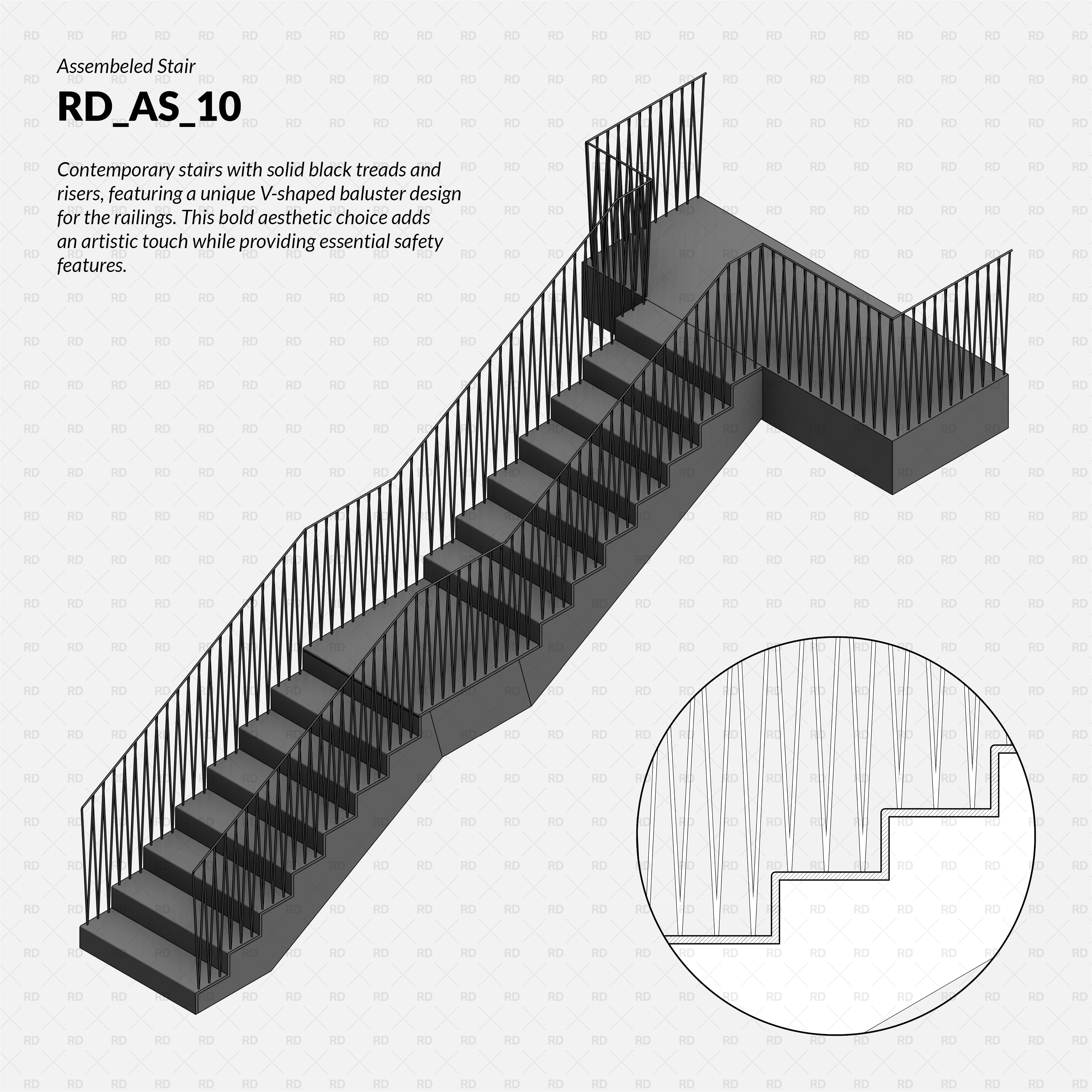 revit railings v shape