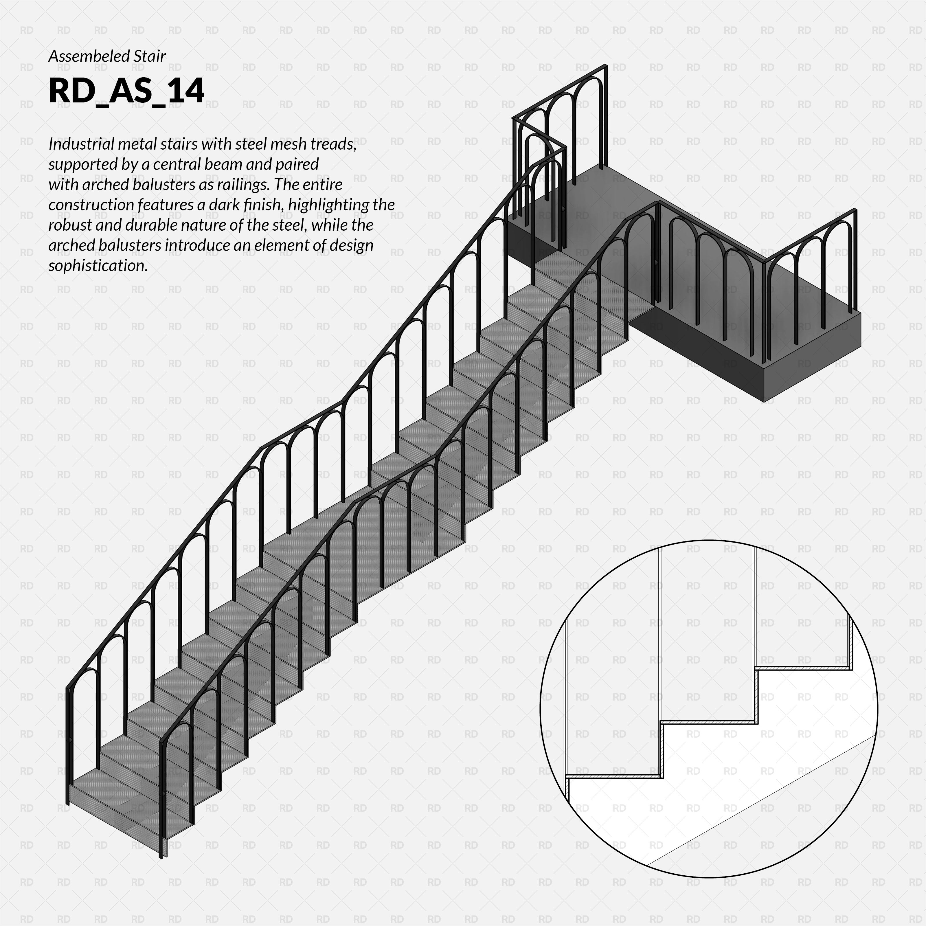 revit steel stair