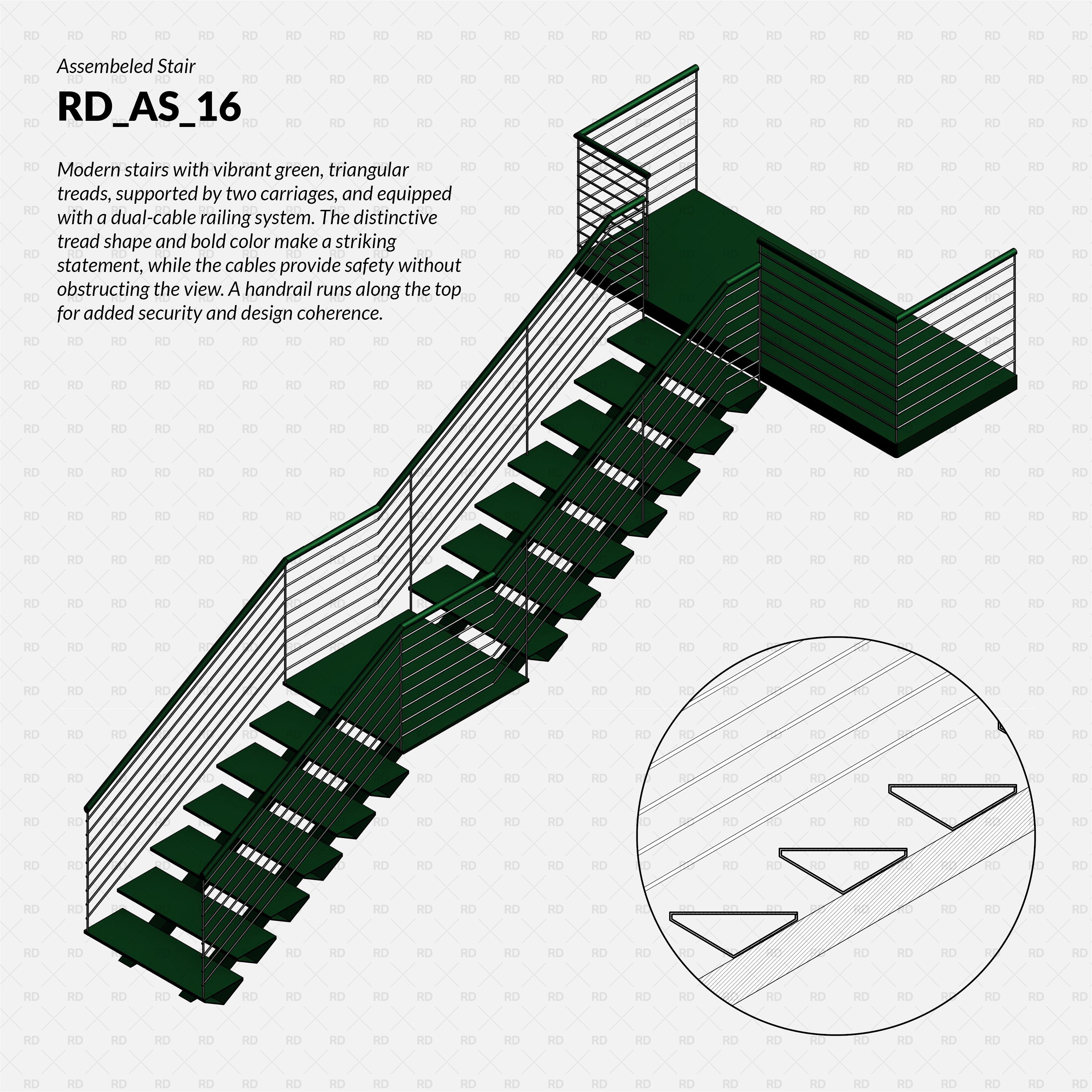 revit triangle tread stair