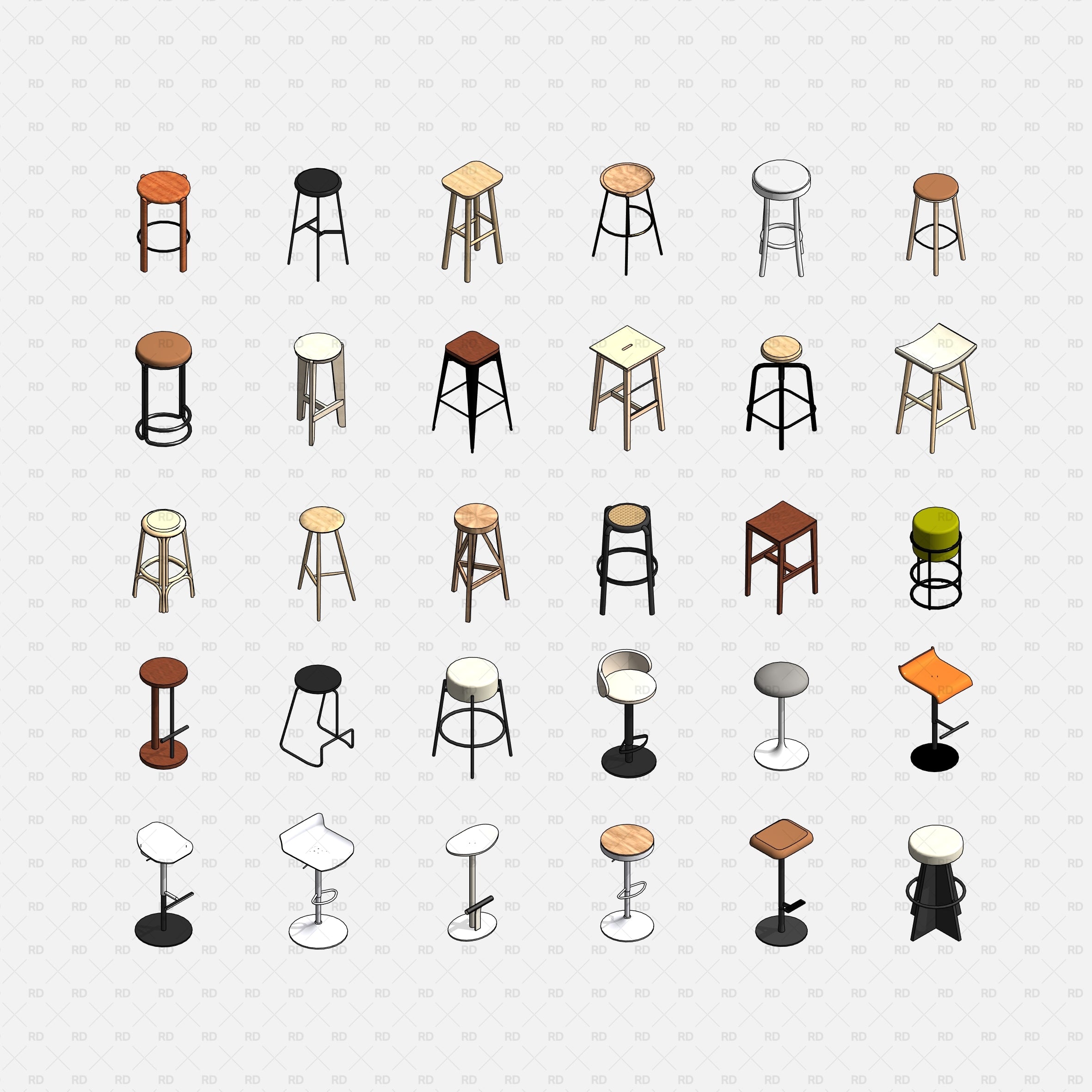 download revit high quality families high stool