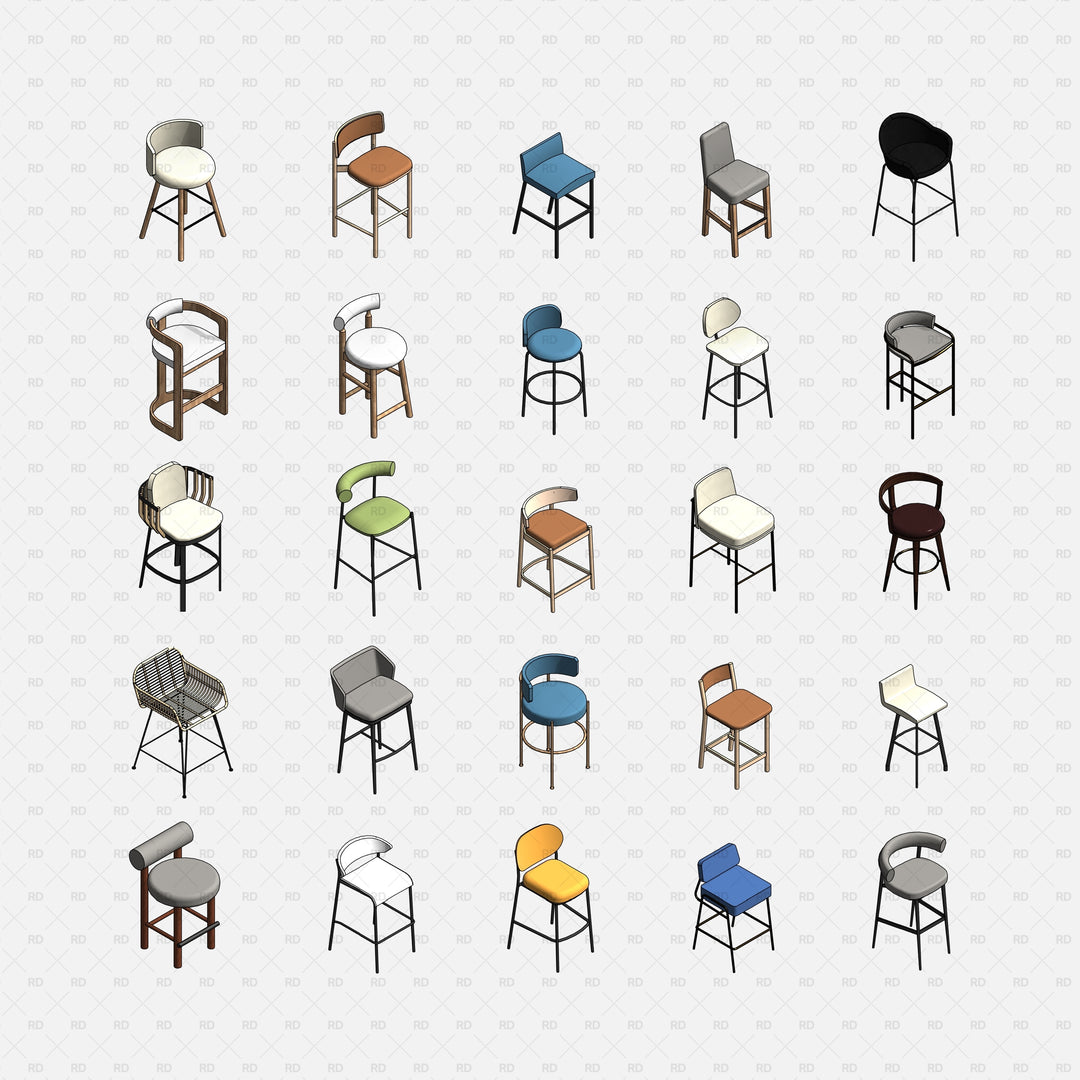 Download Free Revit High Stool Family - High Stool 03 | RD Studio