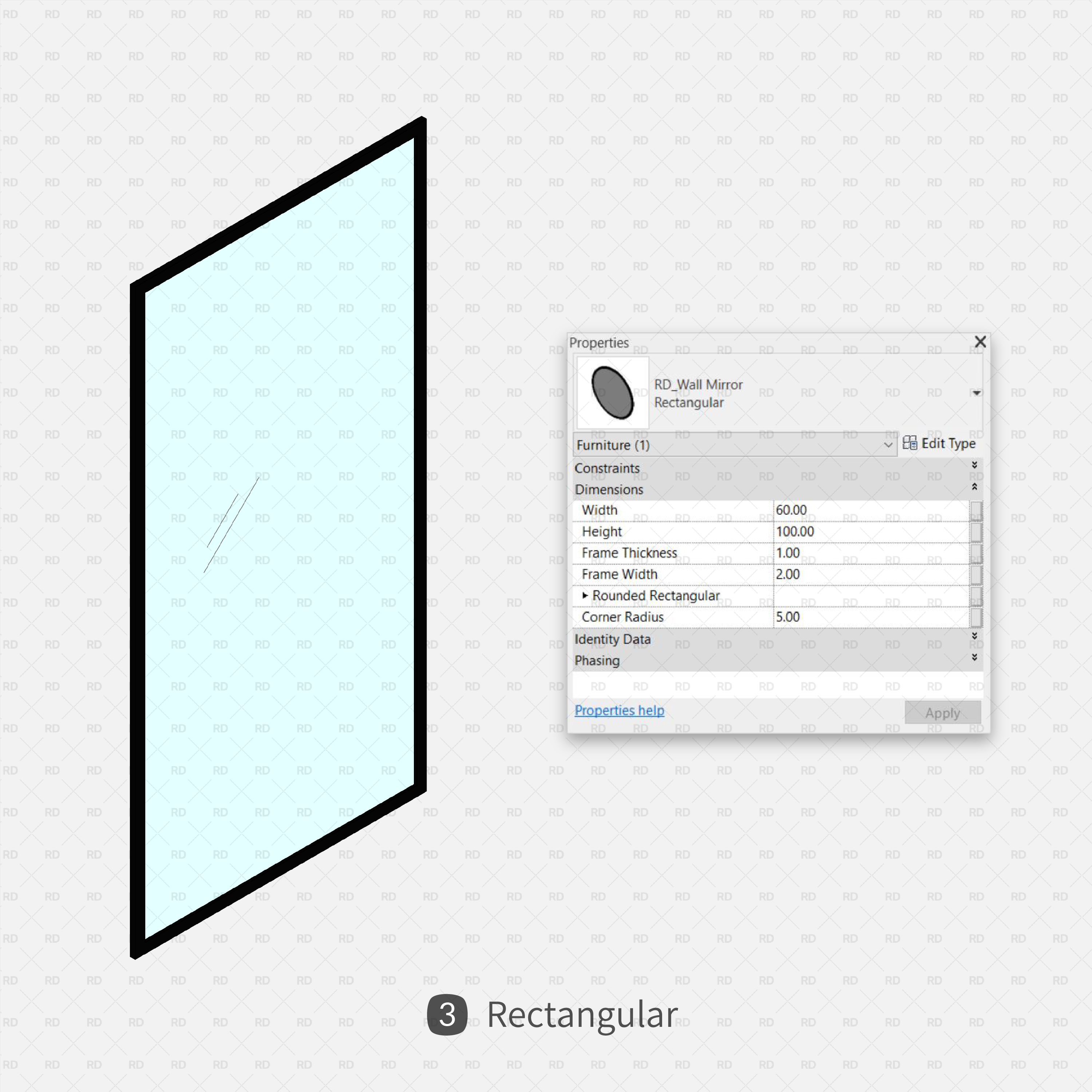 rectangular mirror for revit