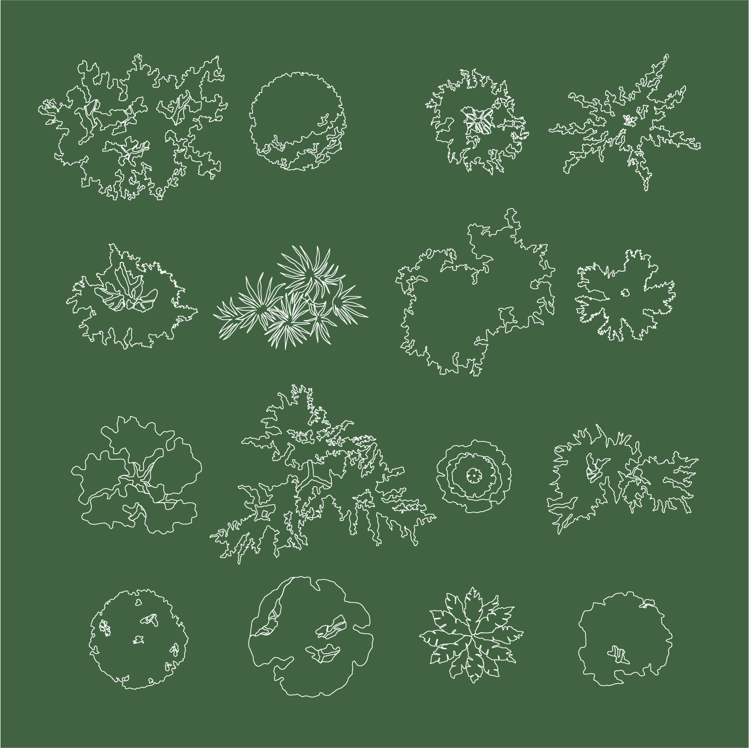 revit trees 2d top view