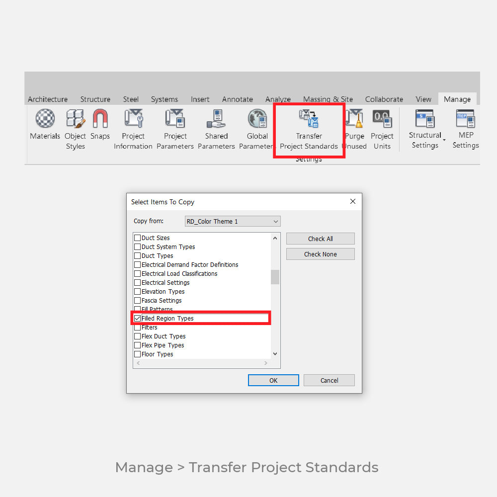 Revit Color Palette filled region 