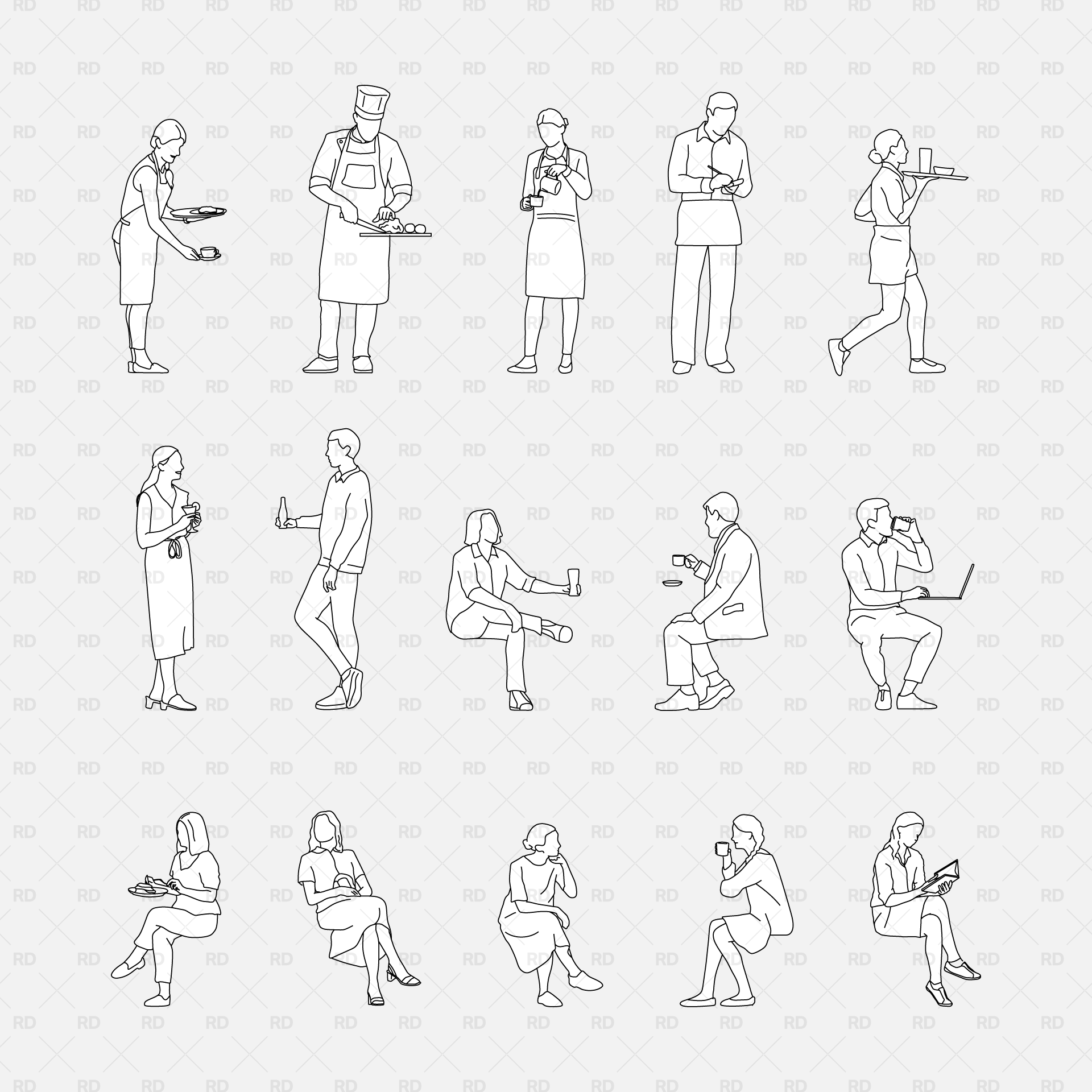 revit 2d people families