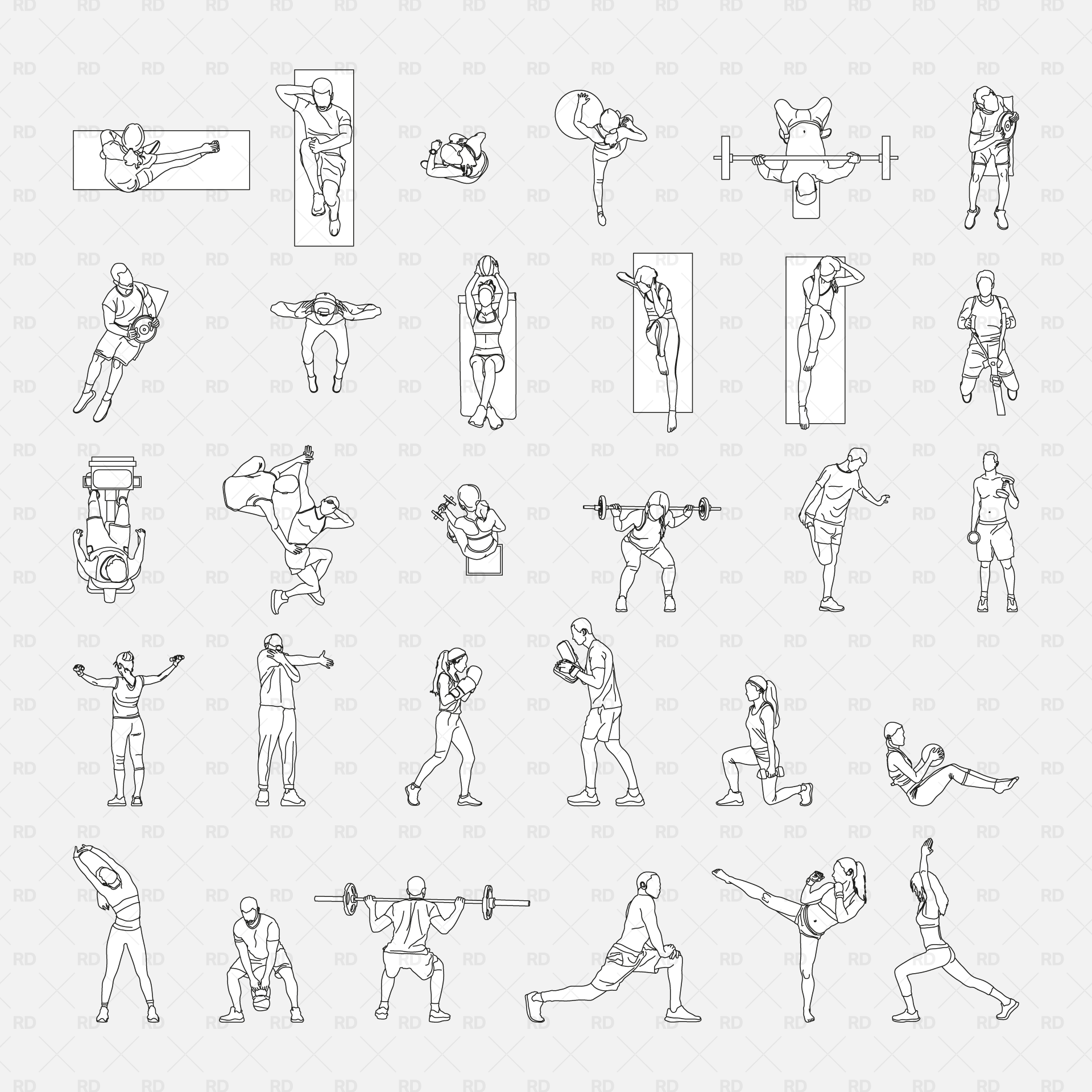 revit 2d people gym