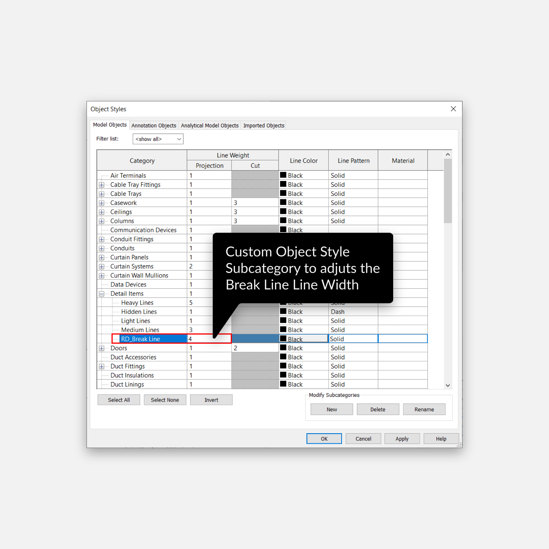 break line revit family