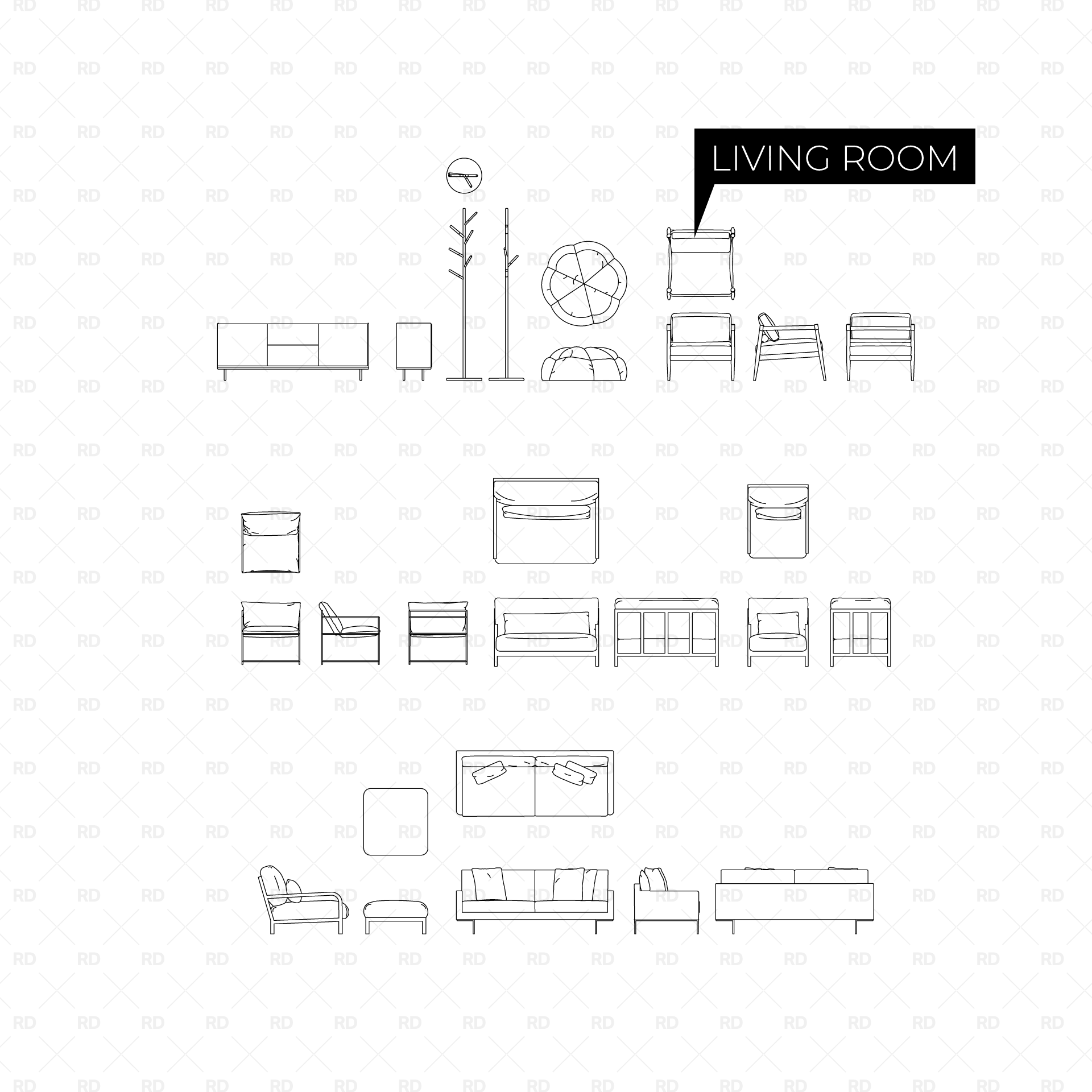 CAD Blocks Vector Furniture download living room