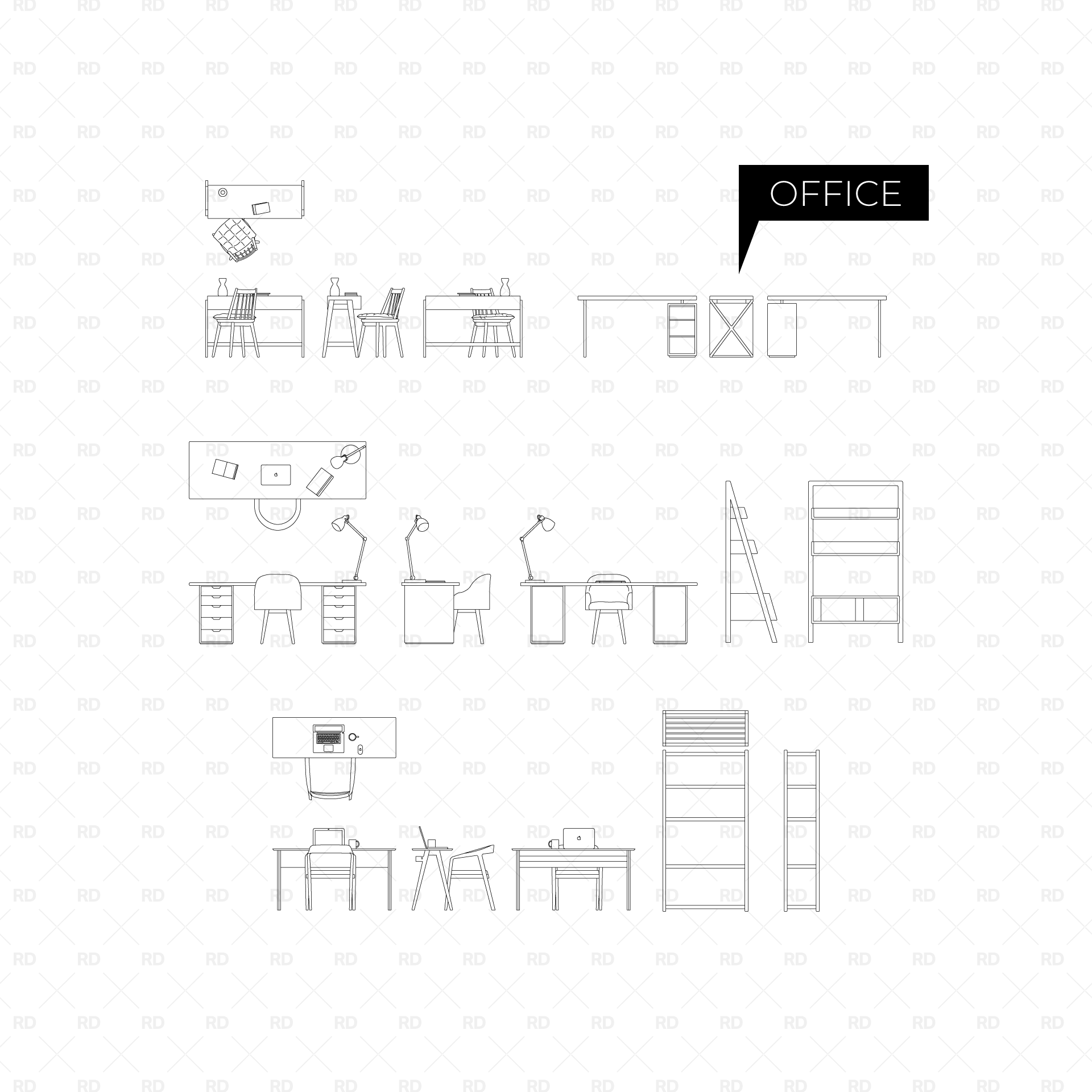 CAD Blocks Vector Furniture download office