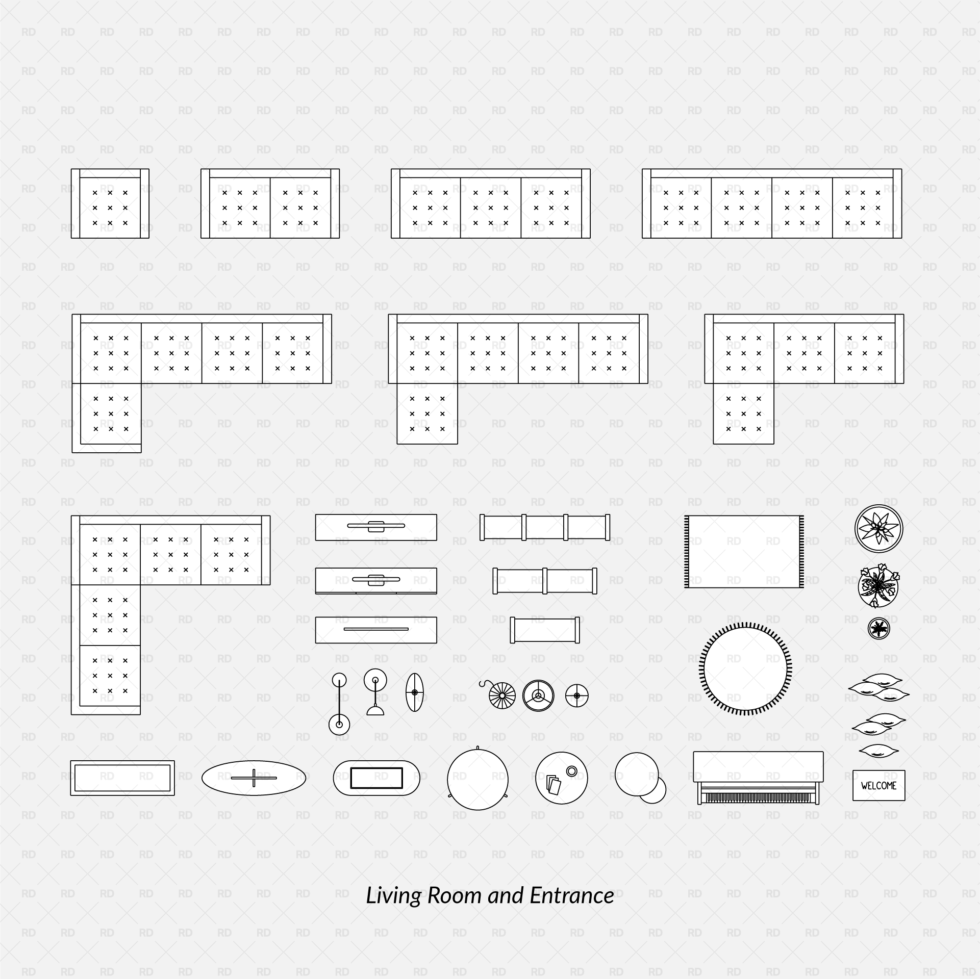cad vector living room furniture