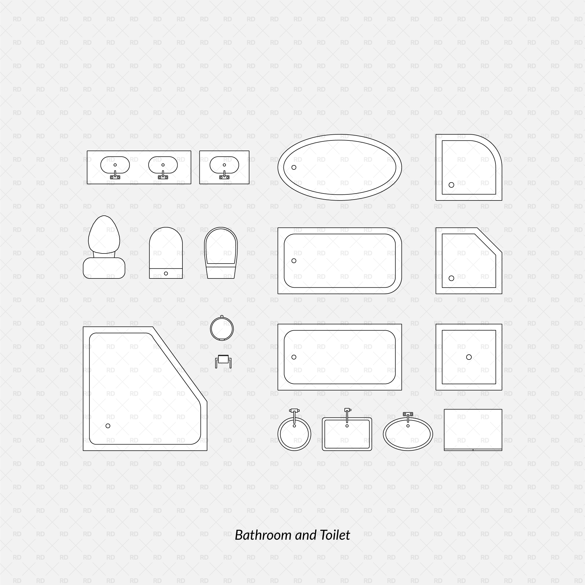 cad vector bathroom furniture