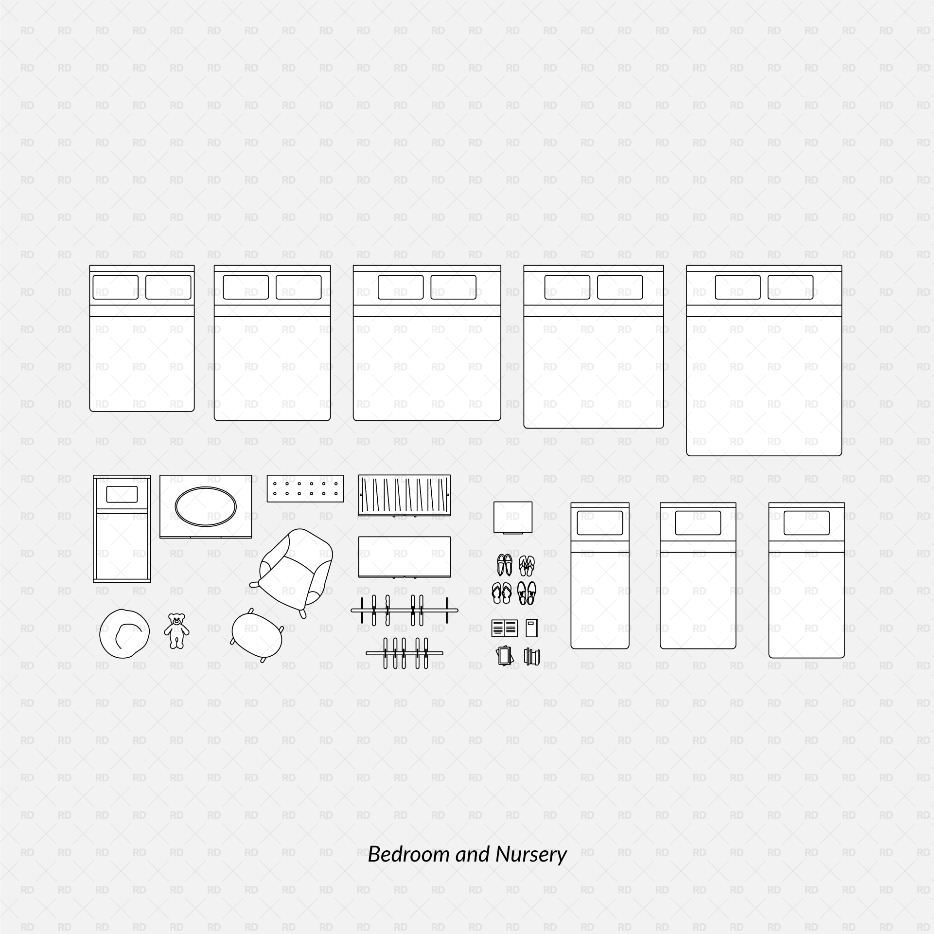 cad vector bedroom furniture
