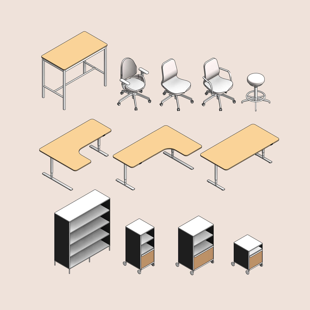 Office Table Rivet Parametric Office Furniture Families for Revit | RD Studio