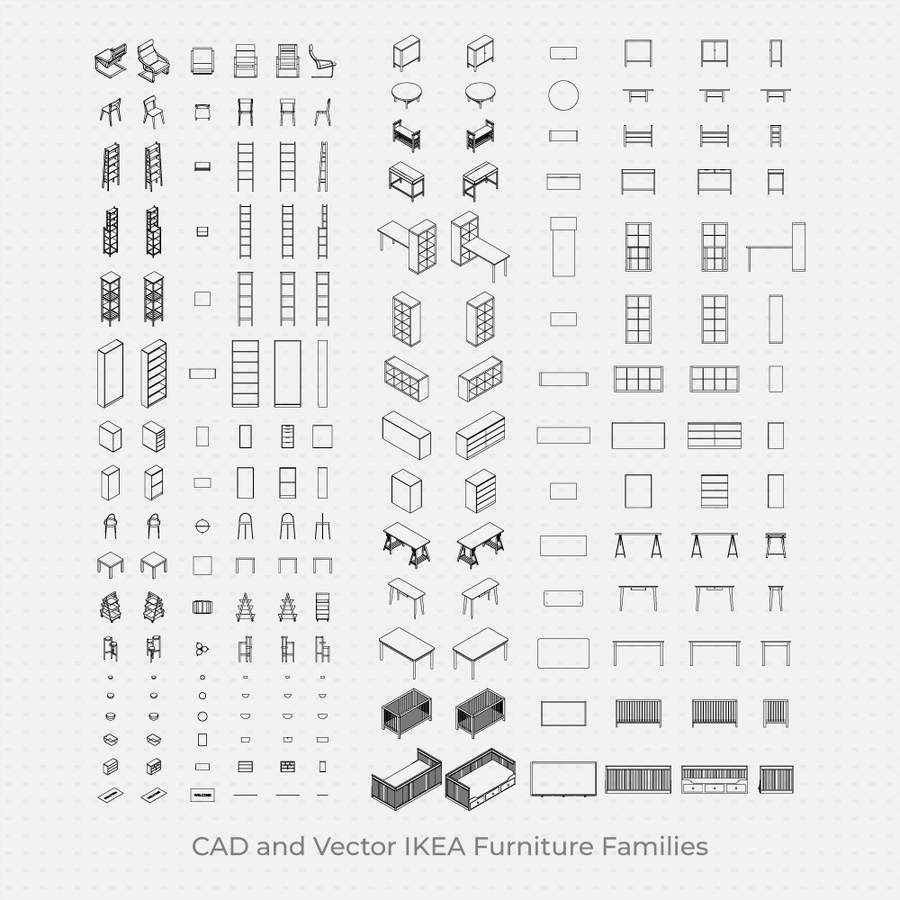 CAD Blocks & Vector: IKEA Best 30 Products (180 Figures) | Download ...