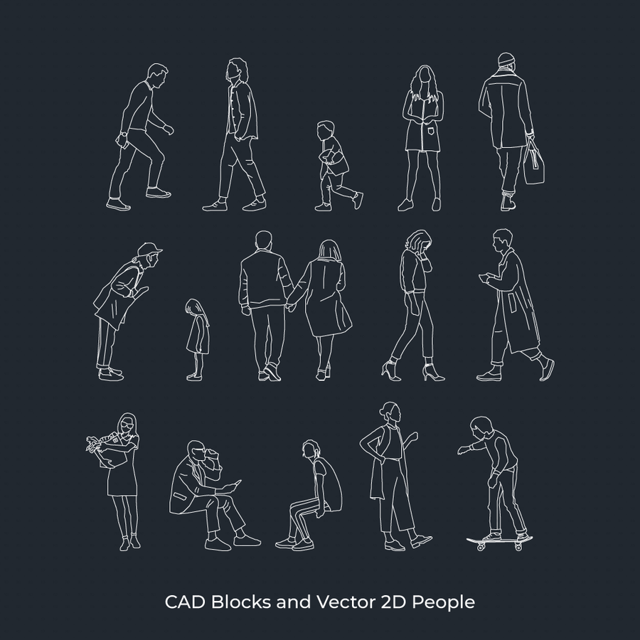 Figure Cad Example CAD Blocks & Vector 2D People (15 Figures) | Download DWG AI SVG | RD ...