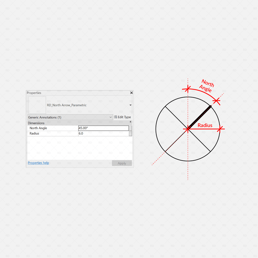Revit 2D Parametric North Arrow Symbol | Free Download | RD Studio