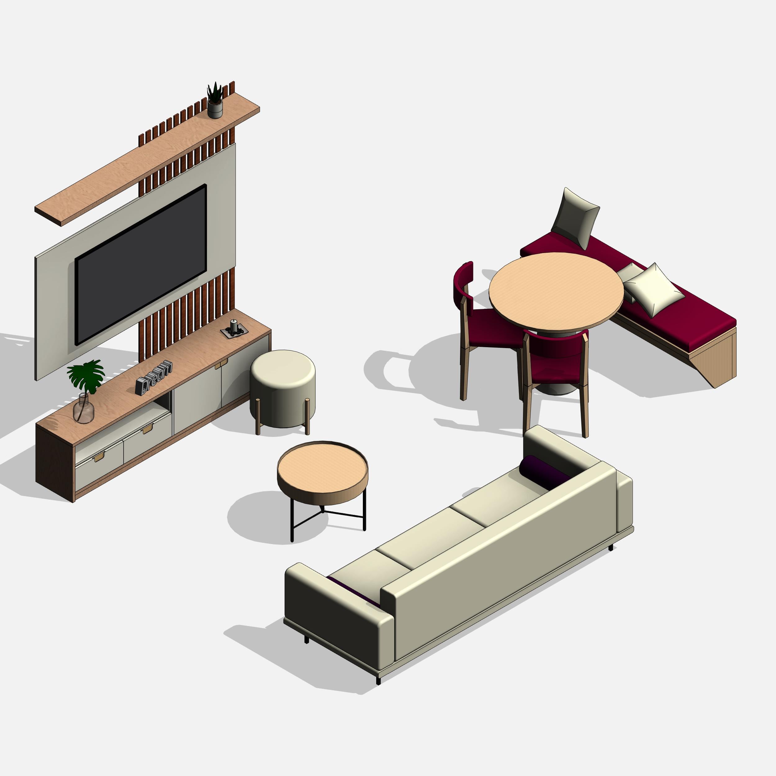 revit furniture living room decor