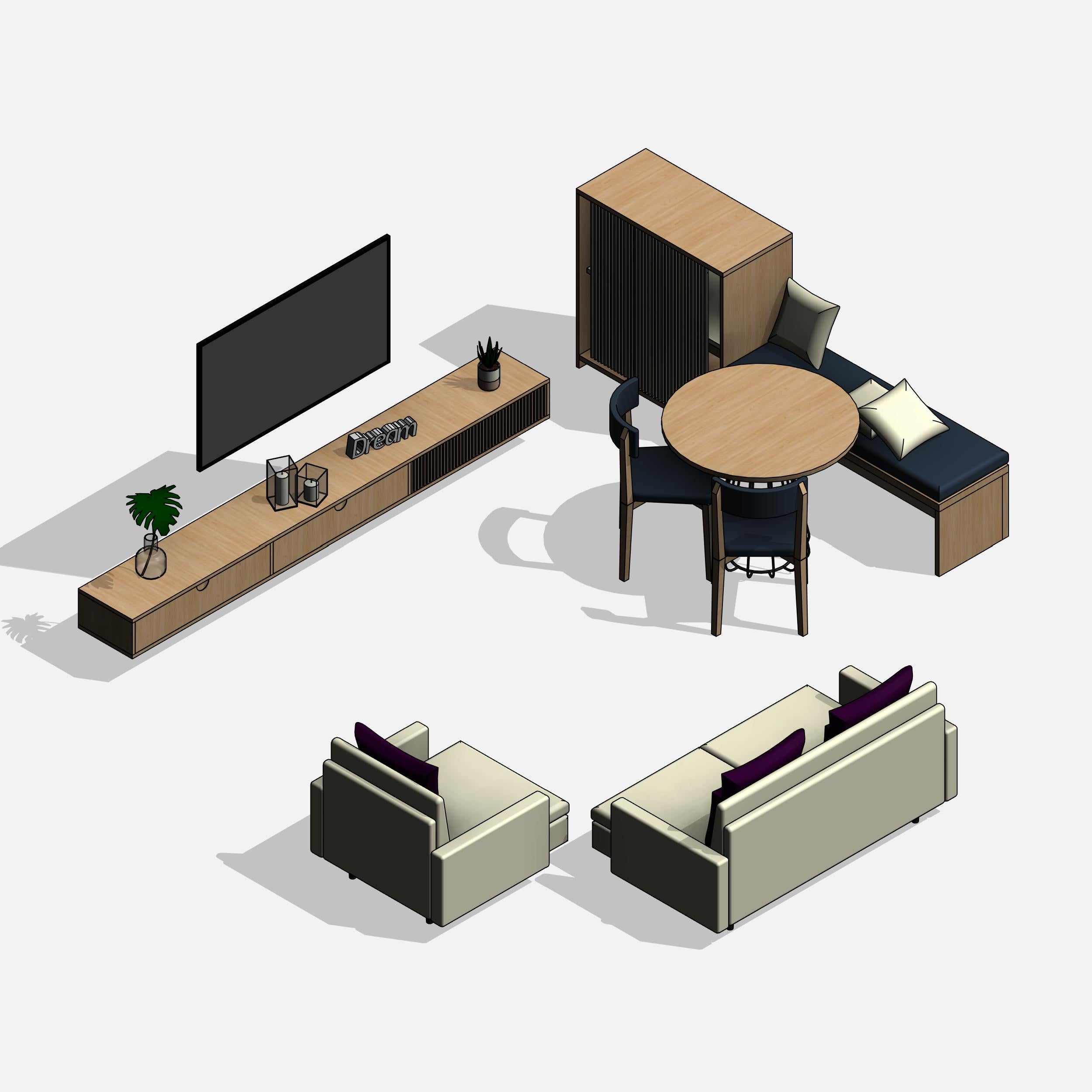 revit furniture living room decor